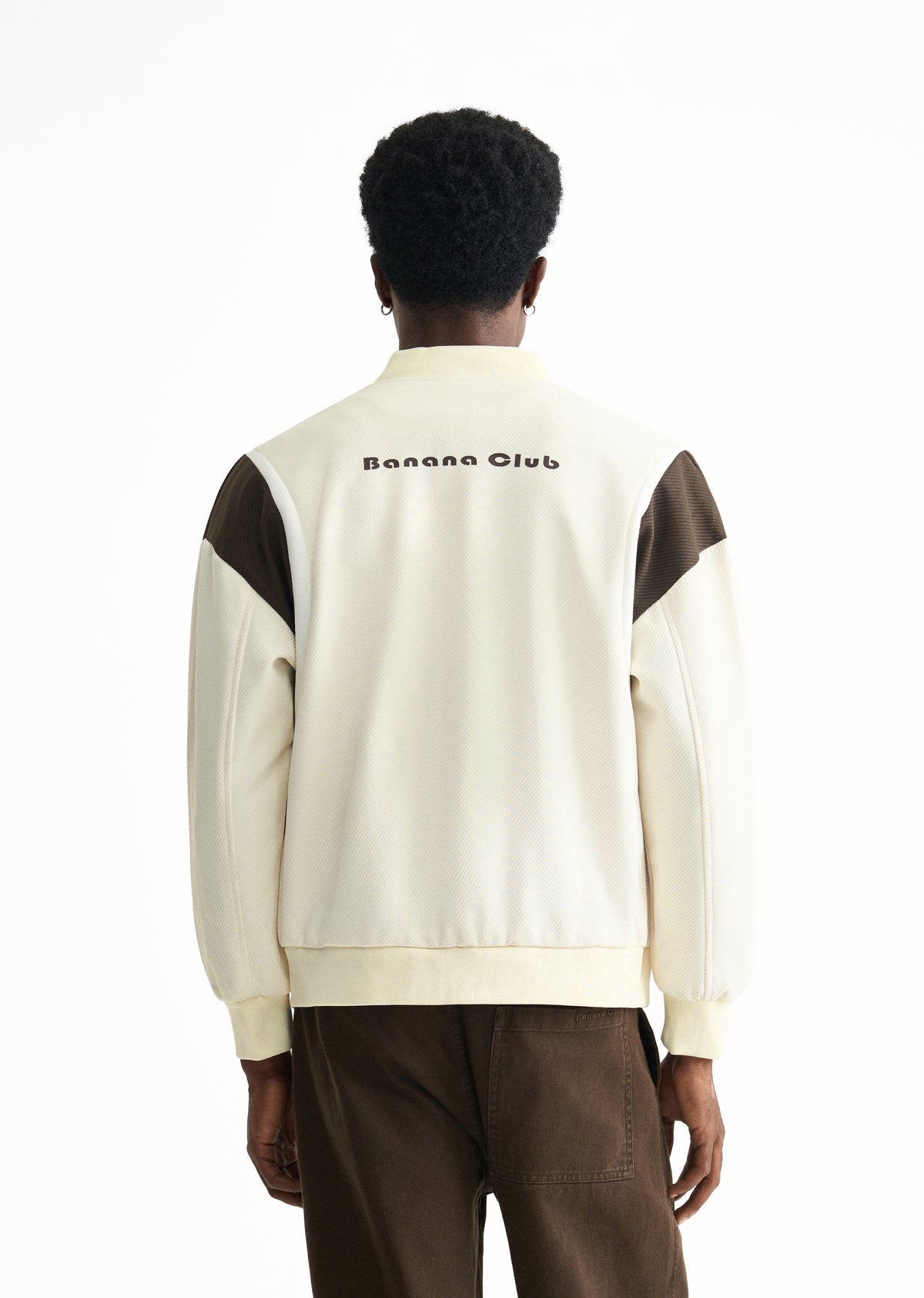 Cream Colorblocked Bomber Jacket