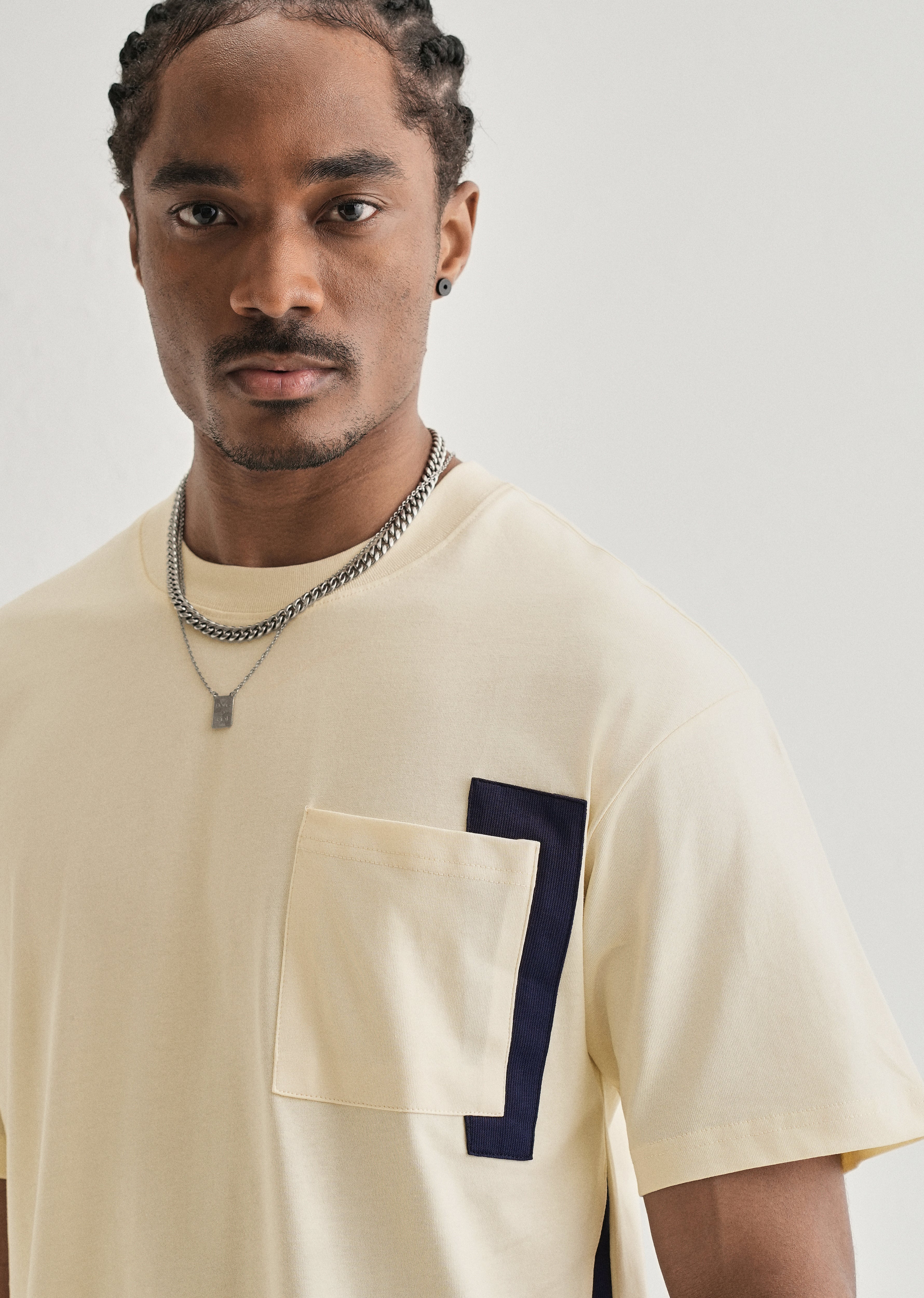 Cream Colourblock Oversized T-shirt