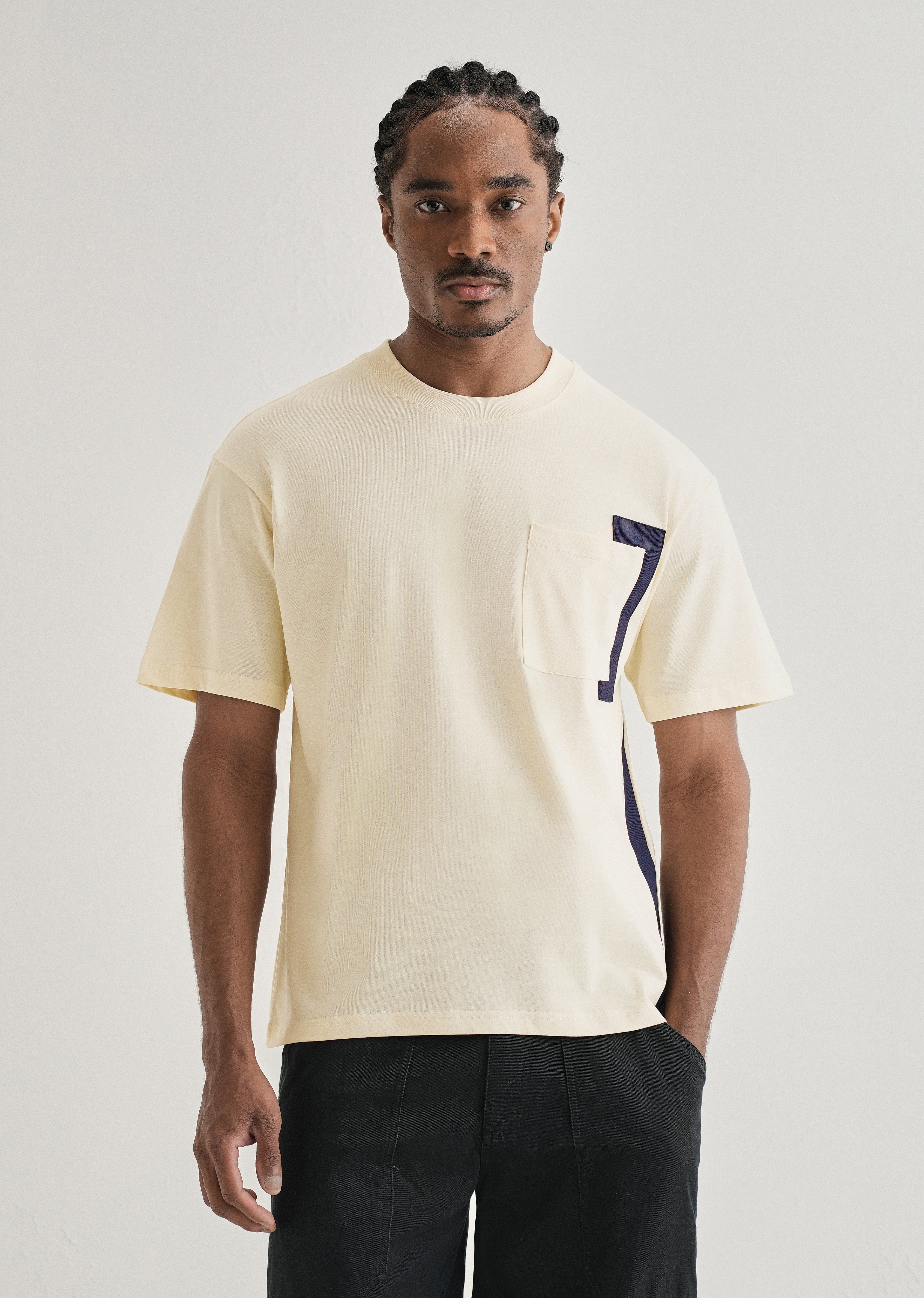 Cream Colourblock Oversized T-shirt