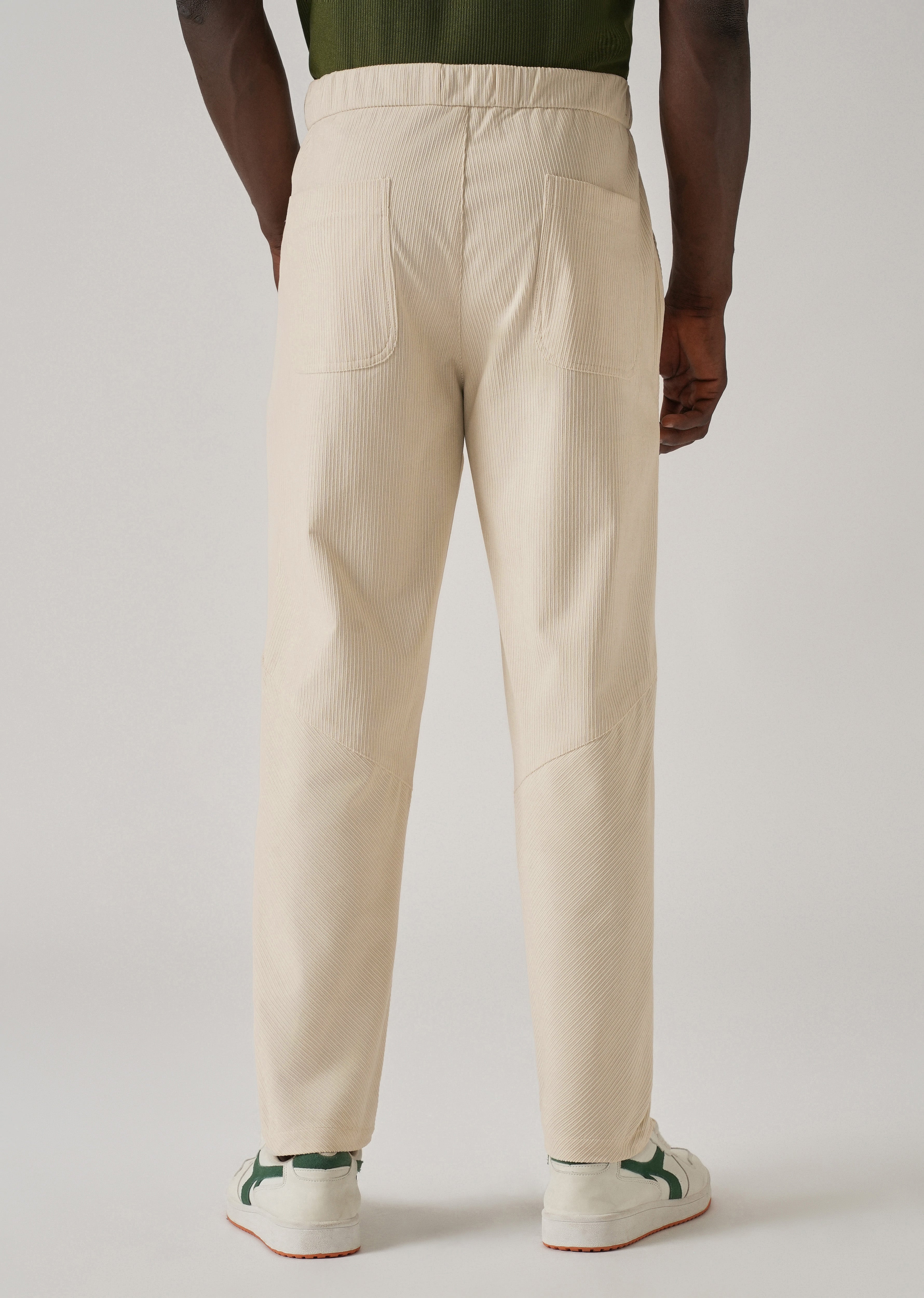 Cream Corduroy Belted Pant