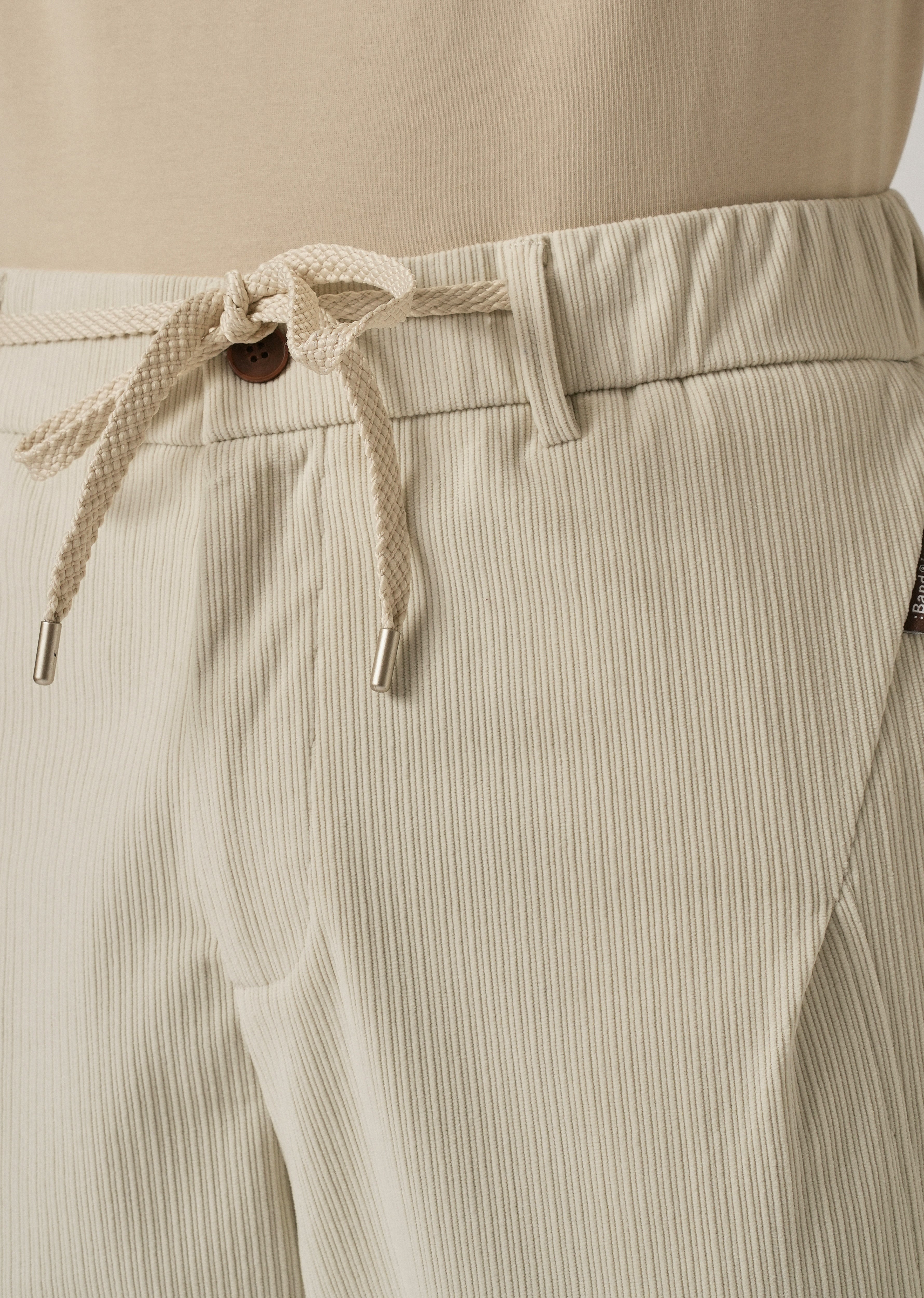 Cream Corduroy Drawstring Pant