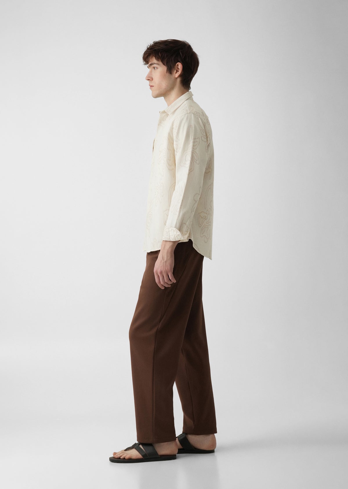 Cream Cotton Blend Jacquard Shirt