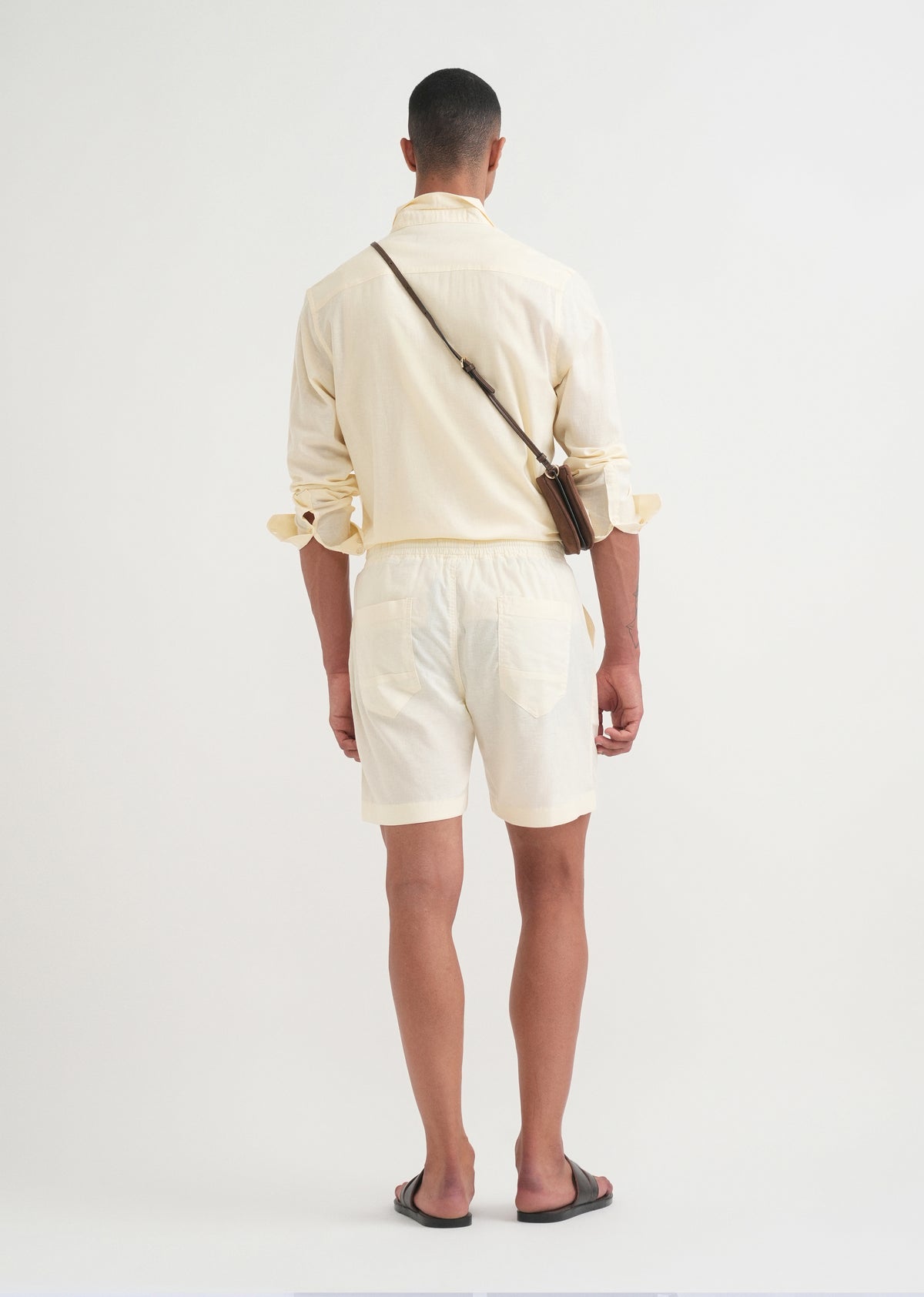 Cream Cotton Blend Shorts