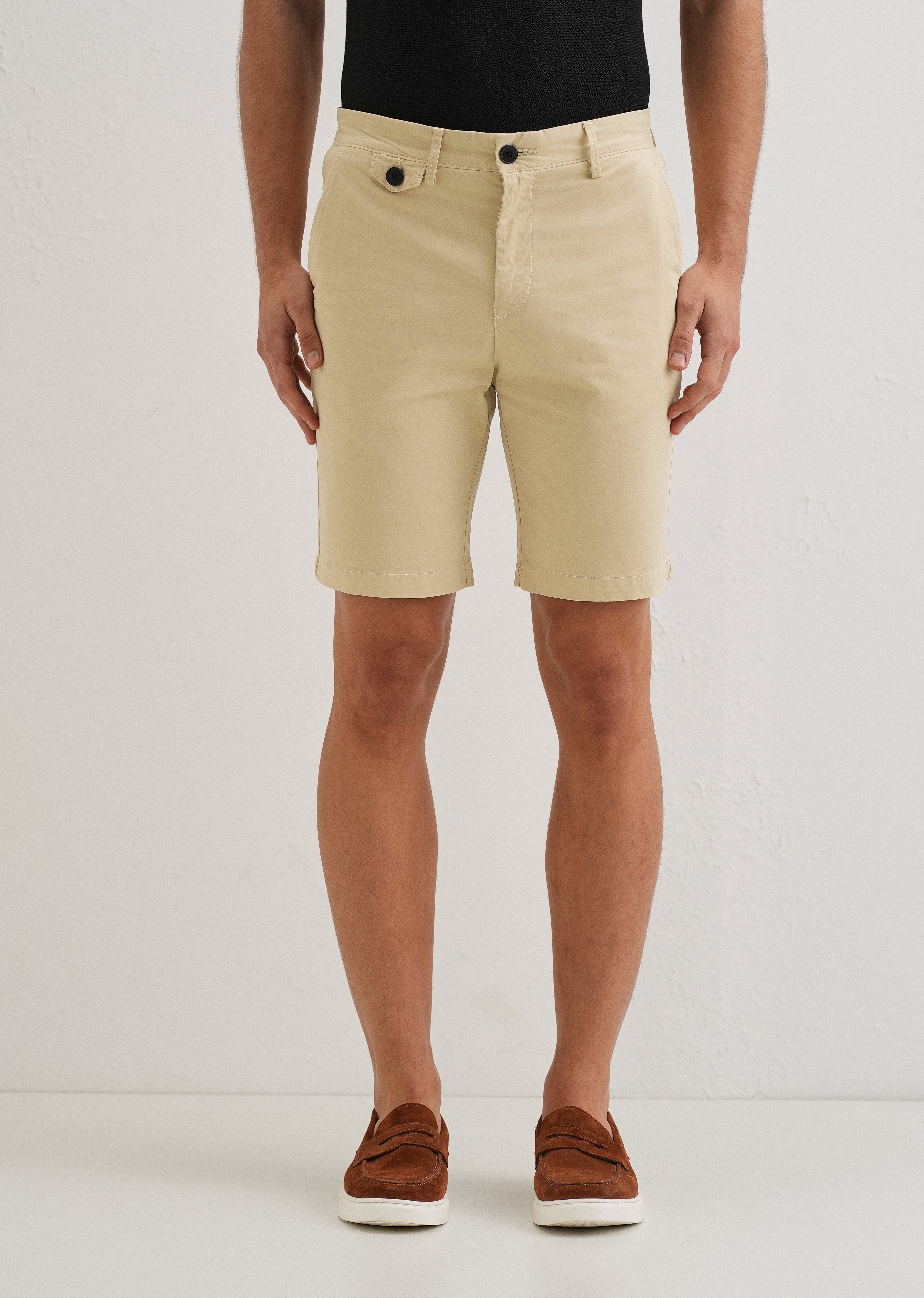 Cream Cotton Shorts