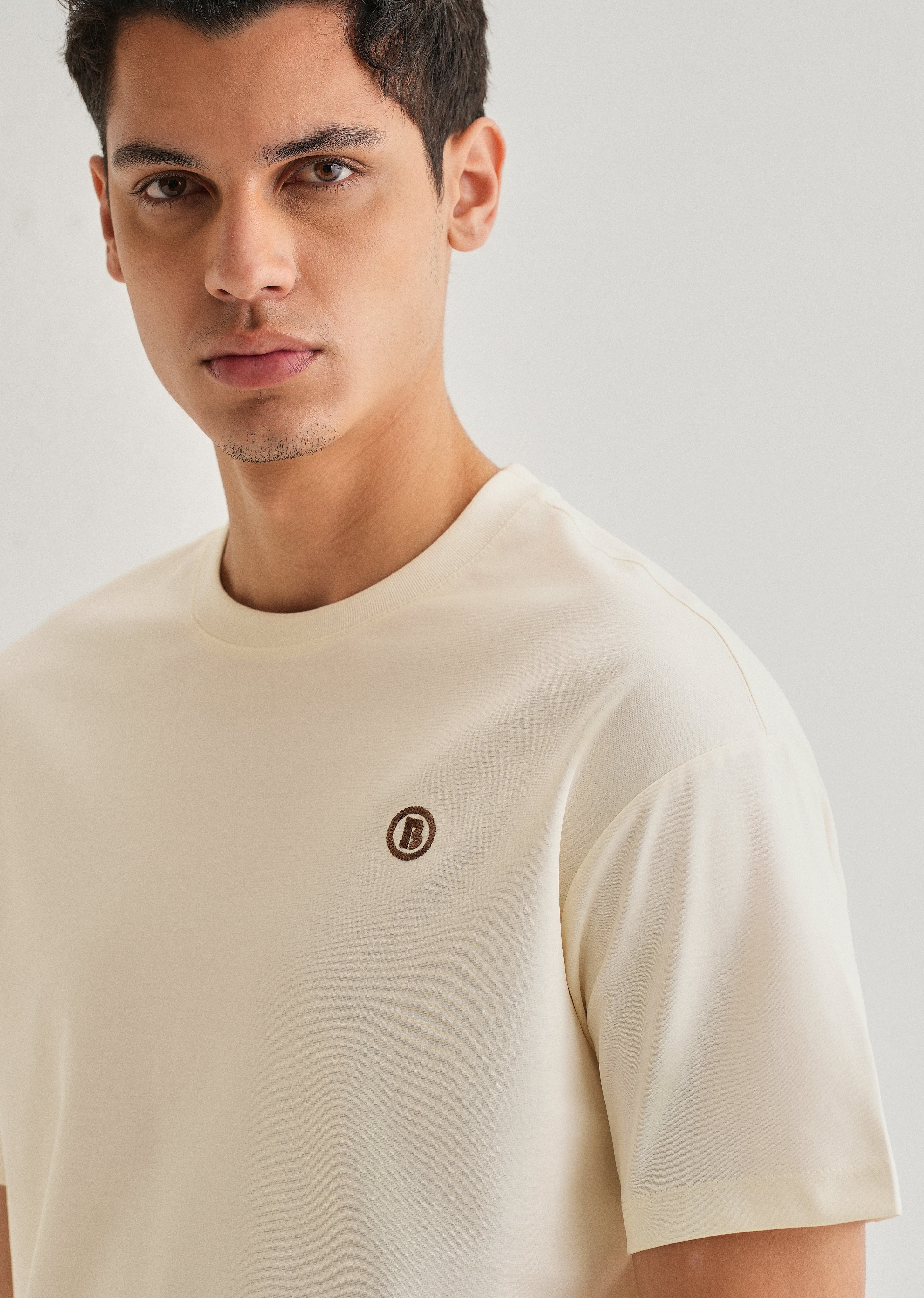 Cream Crew Neck T-shirt