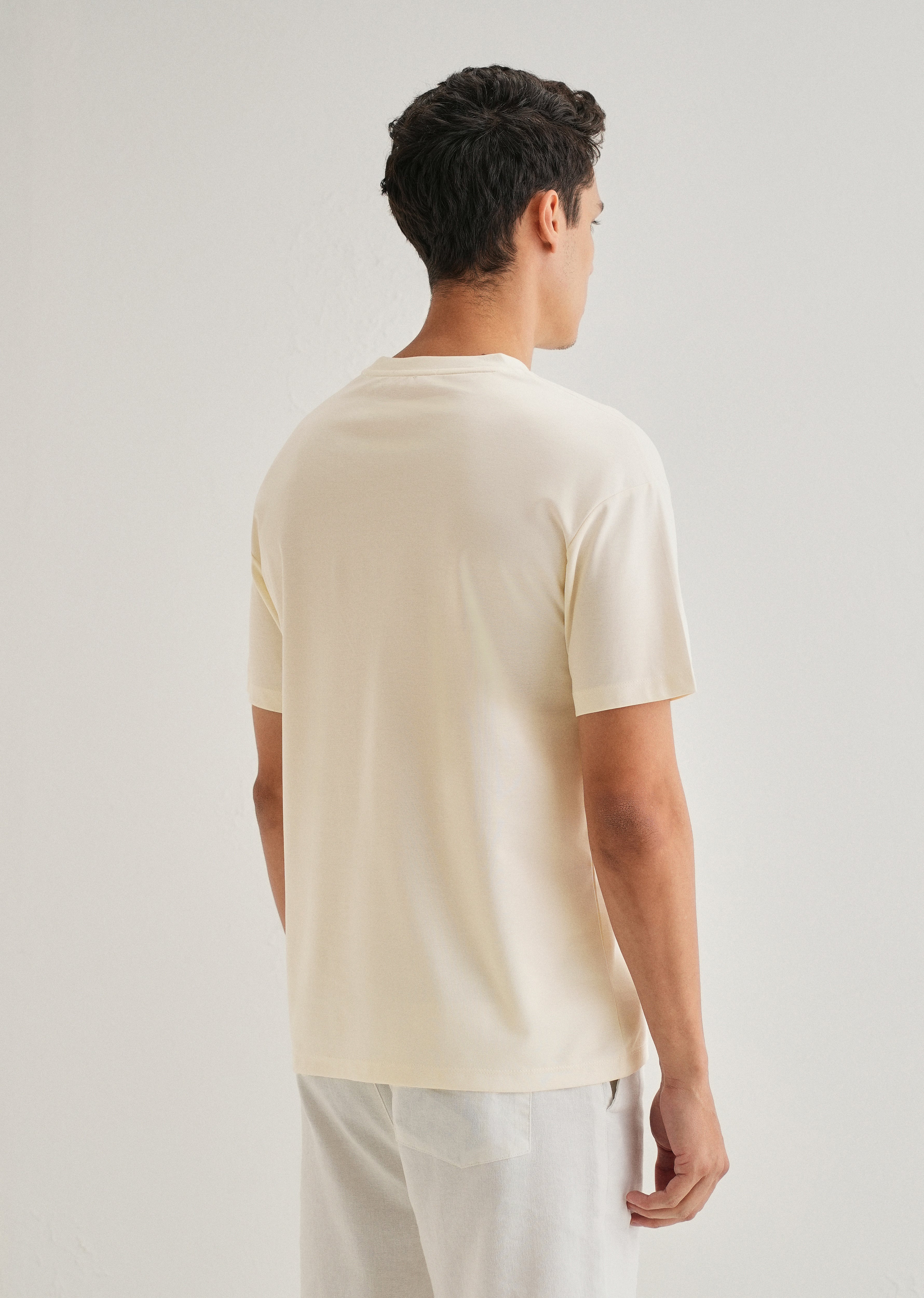 Cream Crew Neck T-shirt