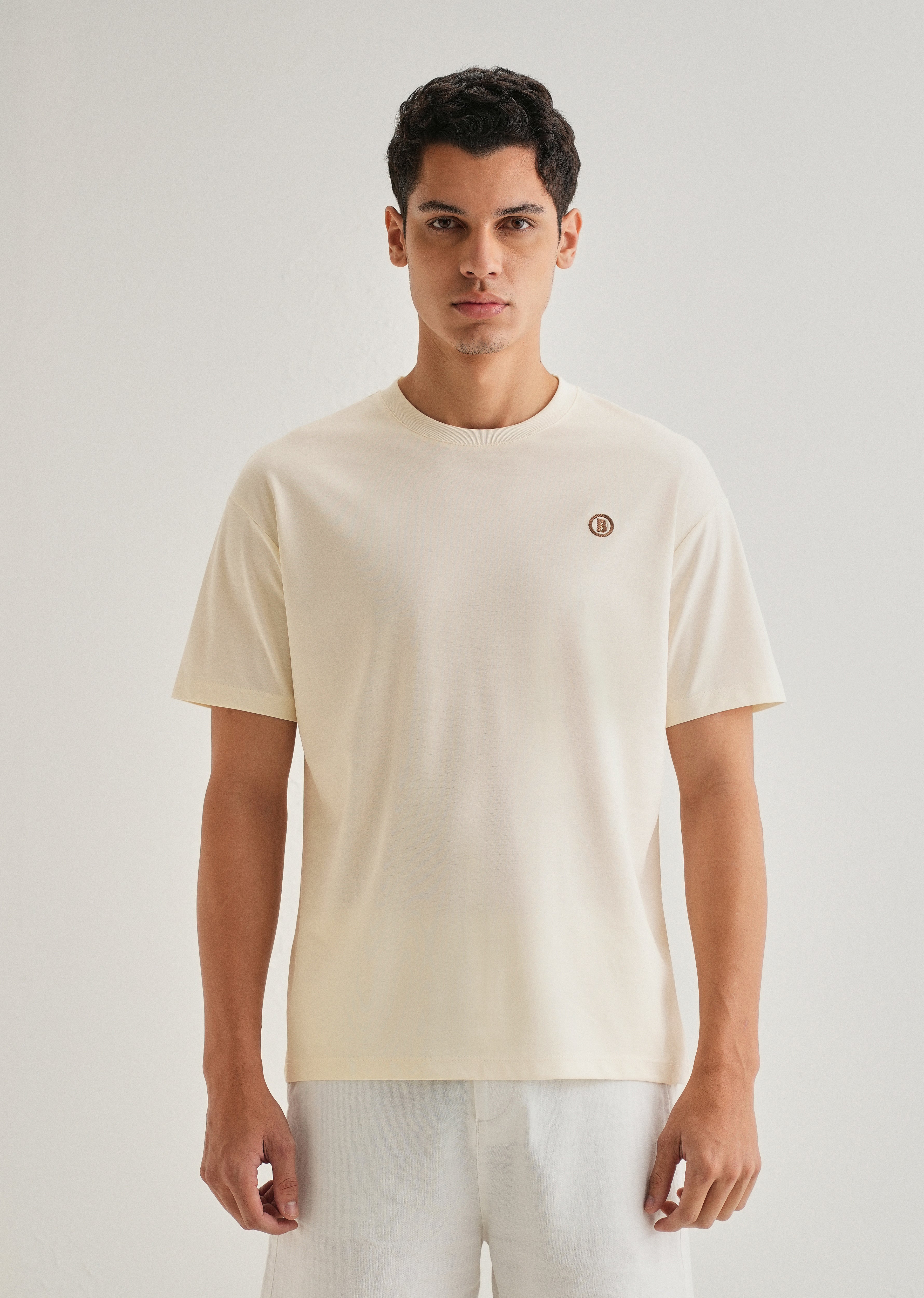 Cream Crew Neck T-shirt