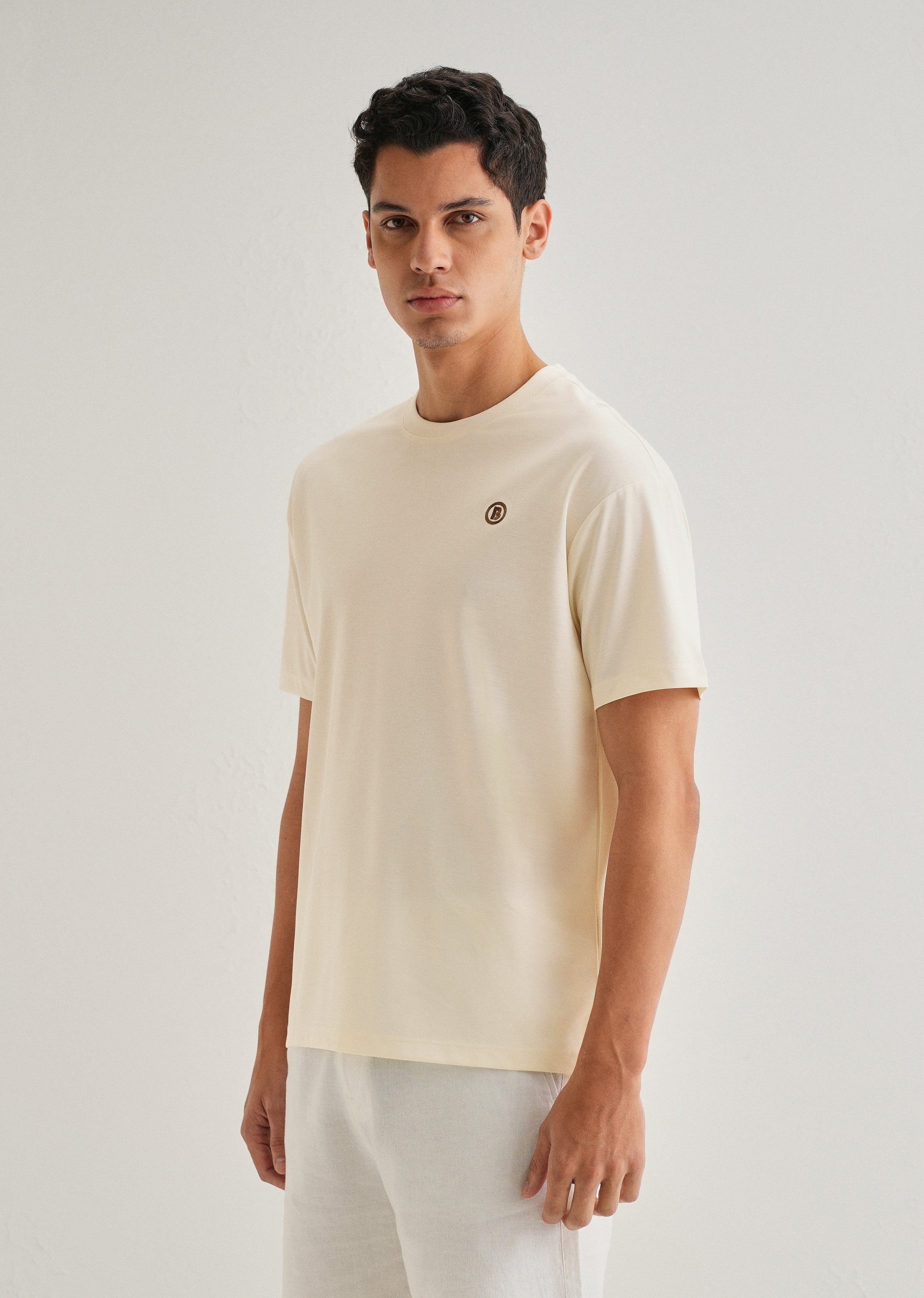 Cream Crew Neck T-shirt