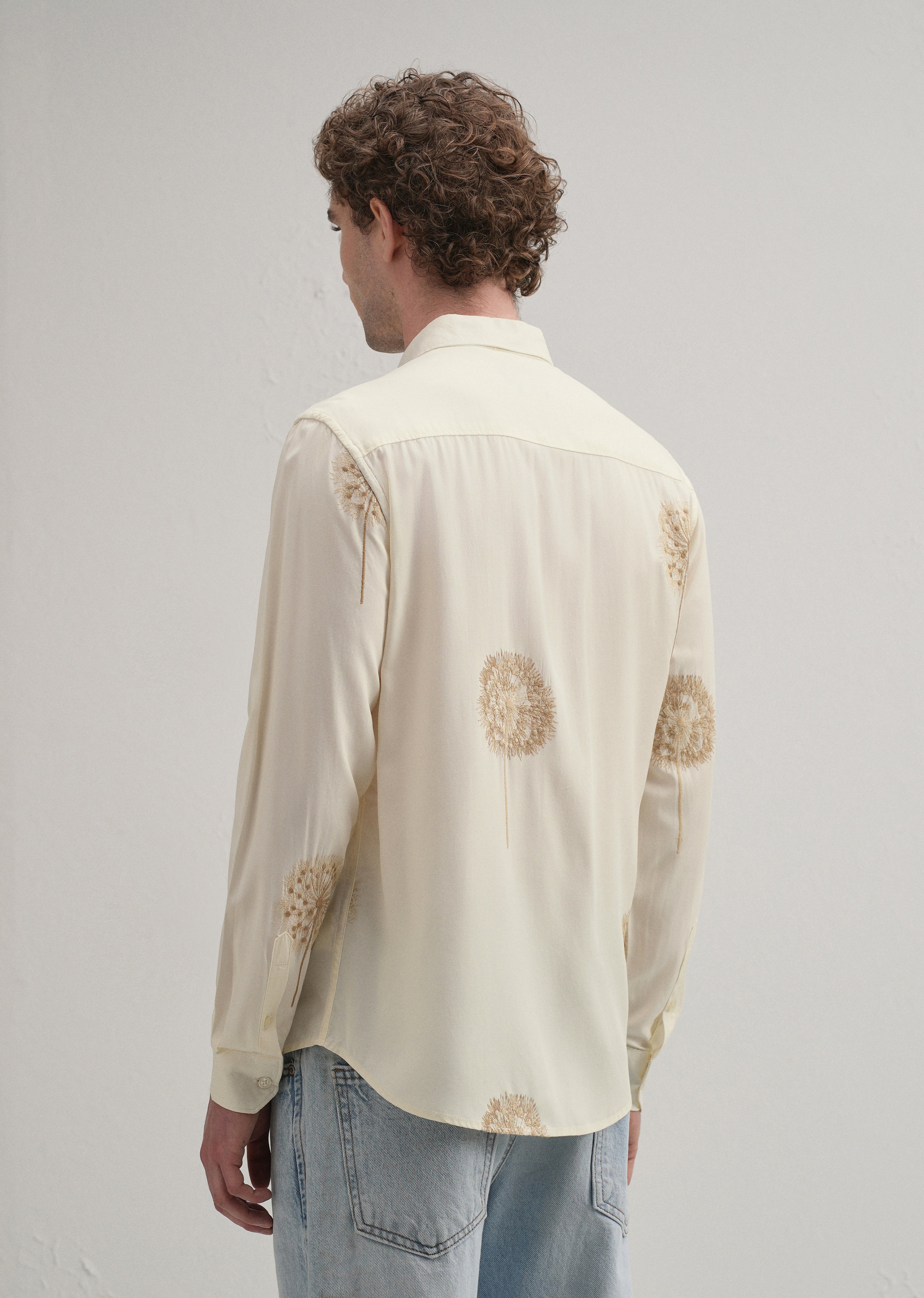 Cream Dandelion Embroidery Shirt