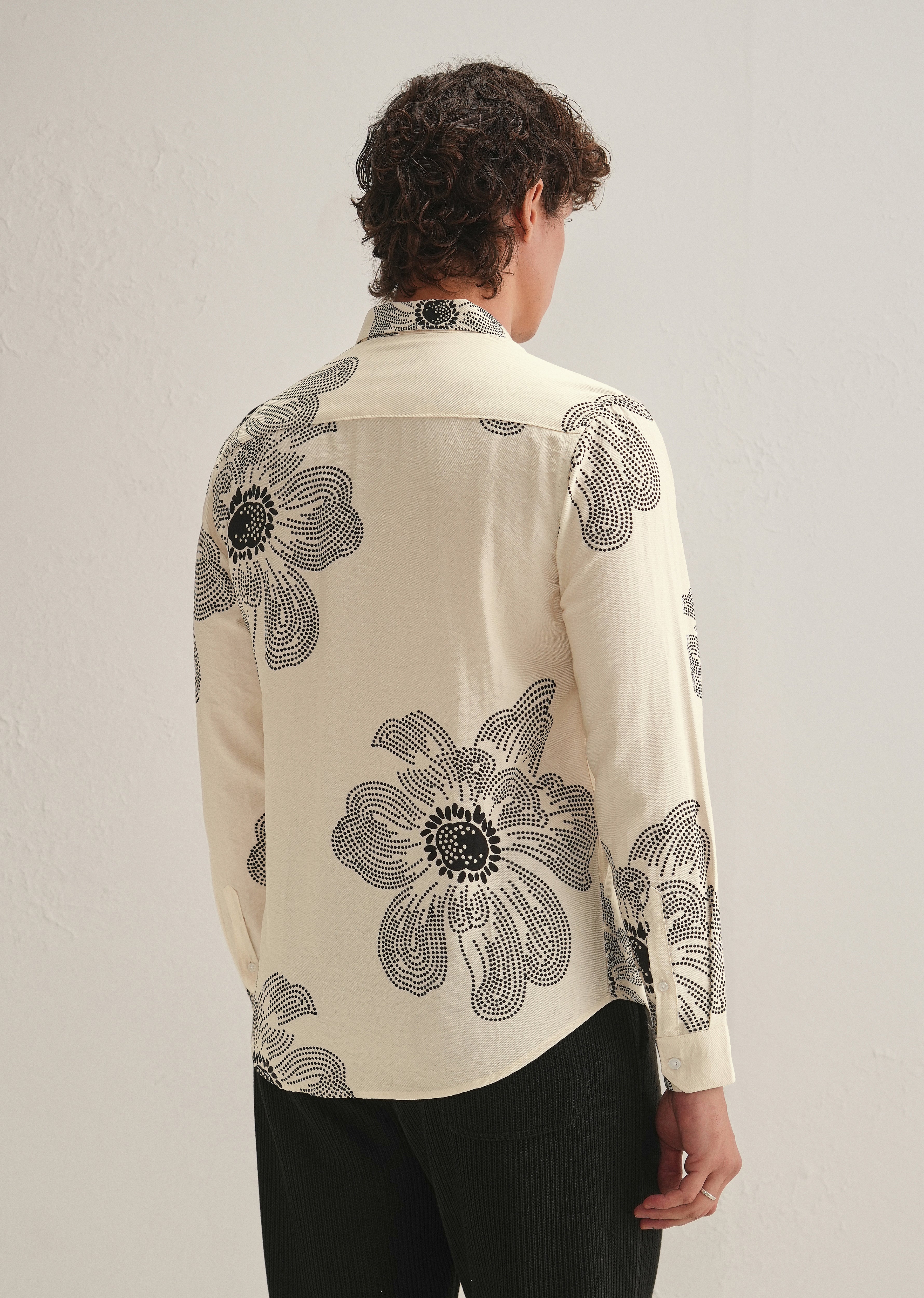 Cream Floral Dot Printed Shirt