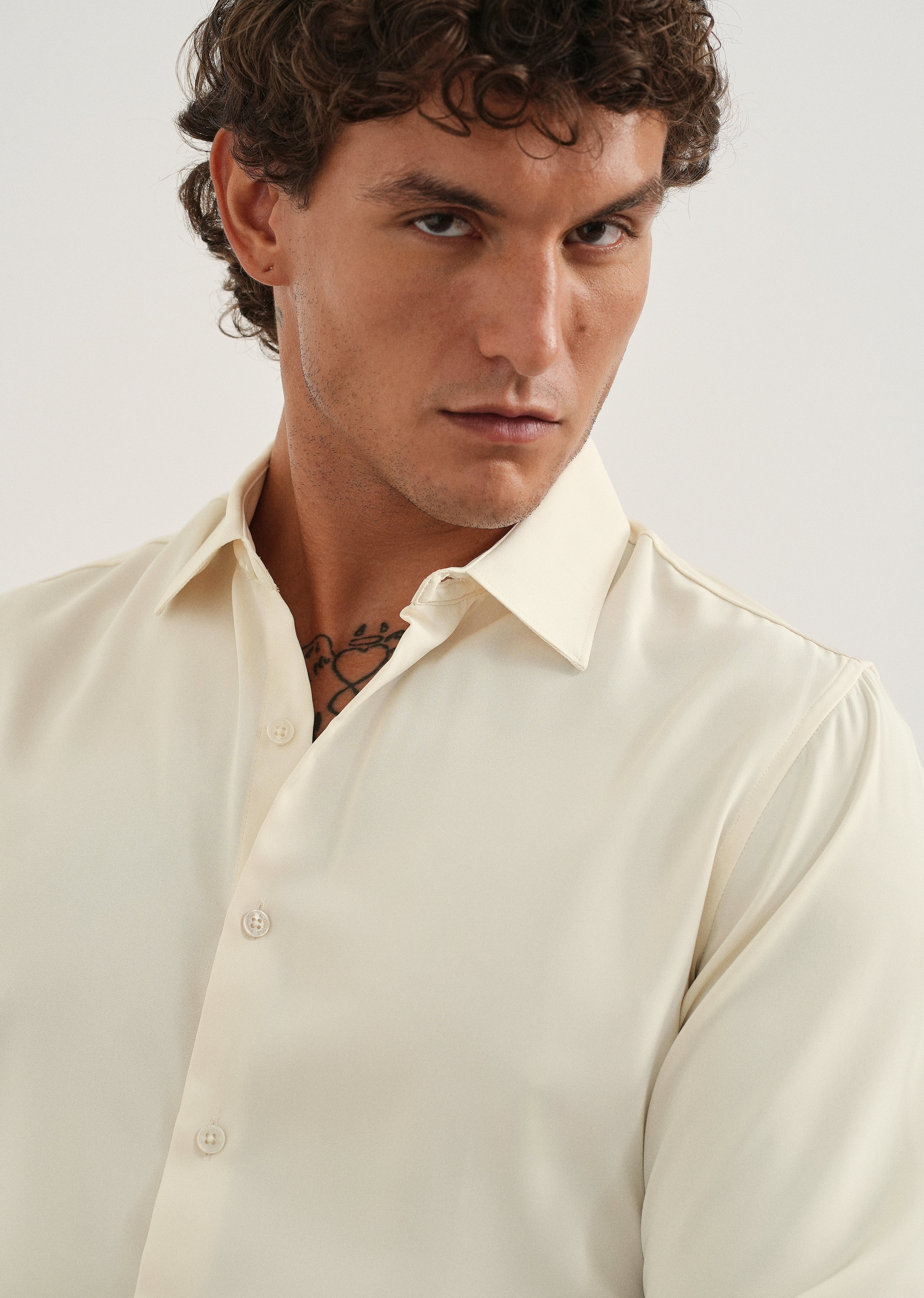 Cream Fluid Soft Shirt