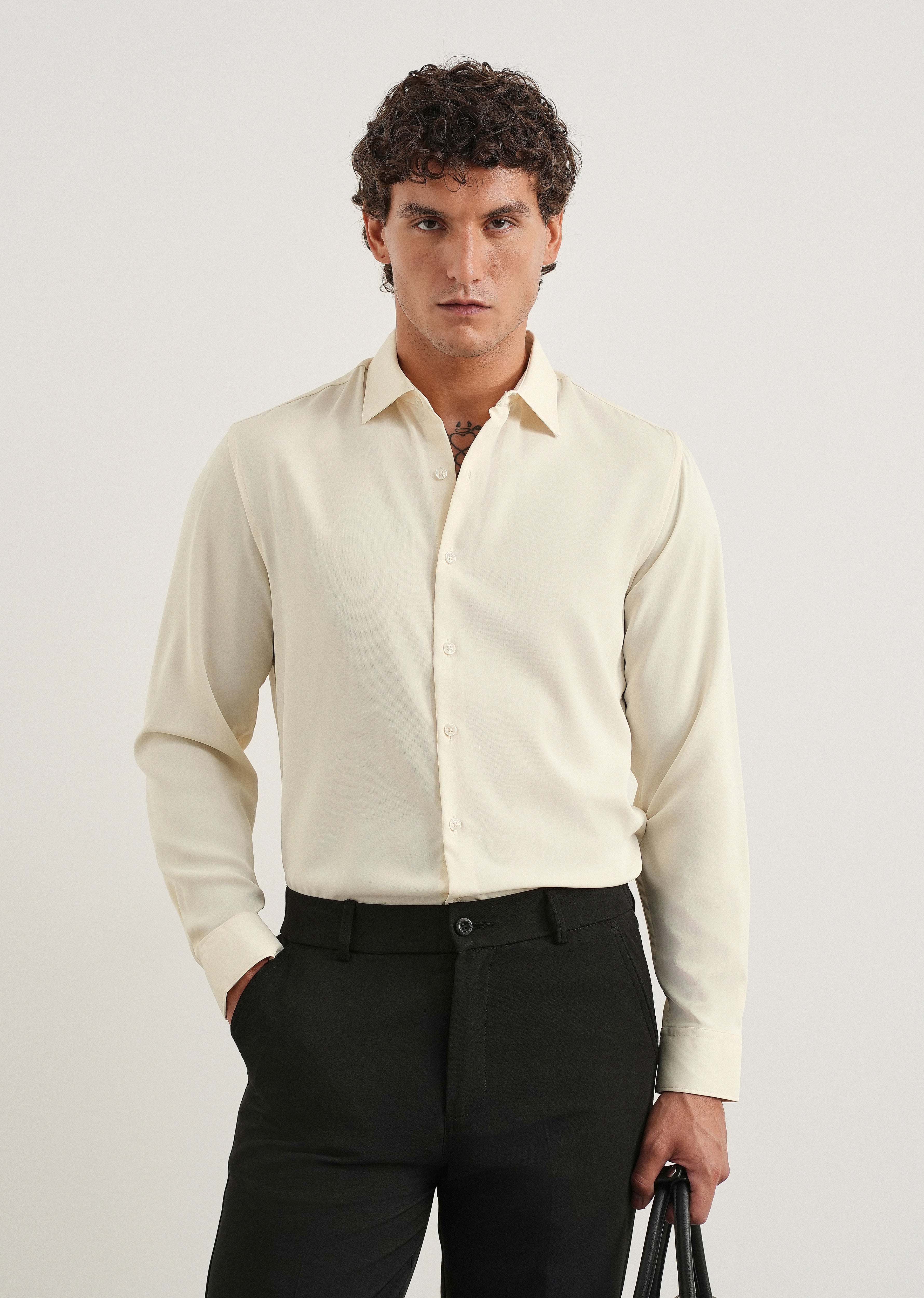 Cream Fluid Soft Shirt