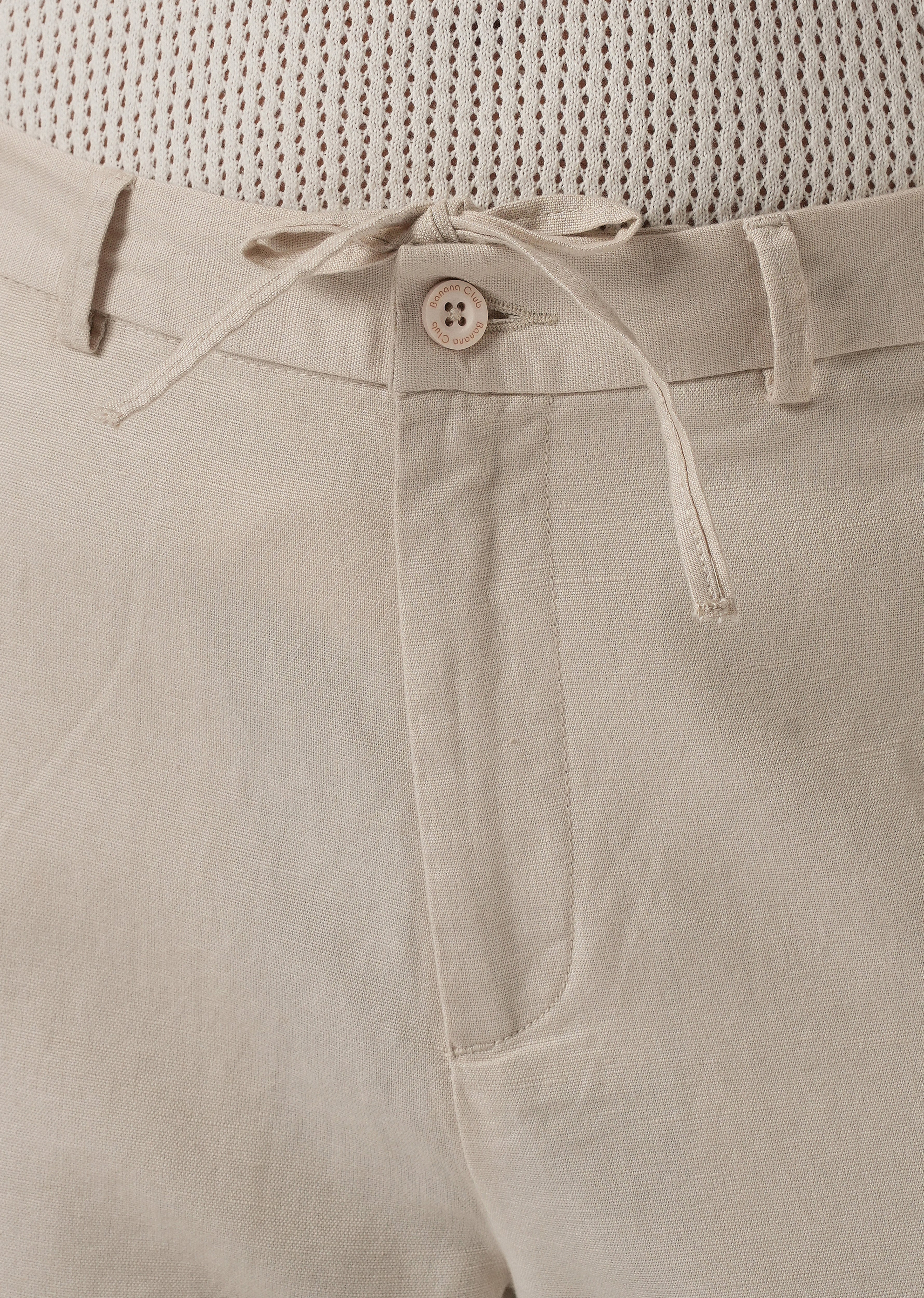 Cream Linen Relaxed Fit Trouser
