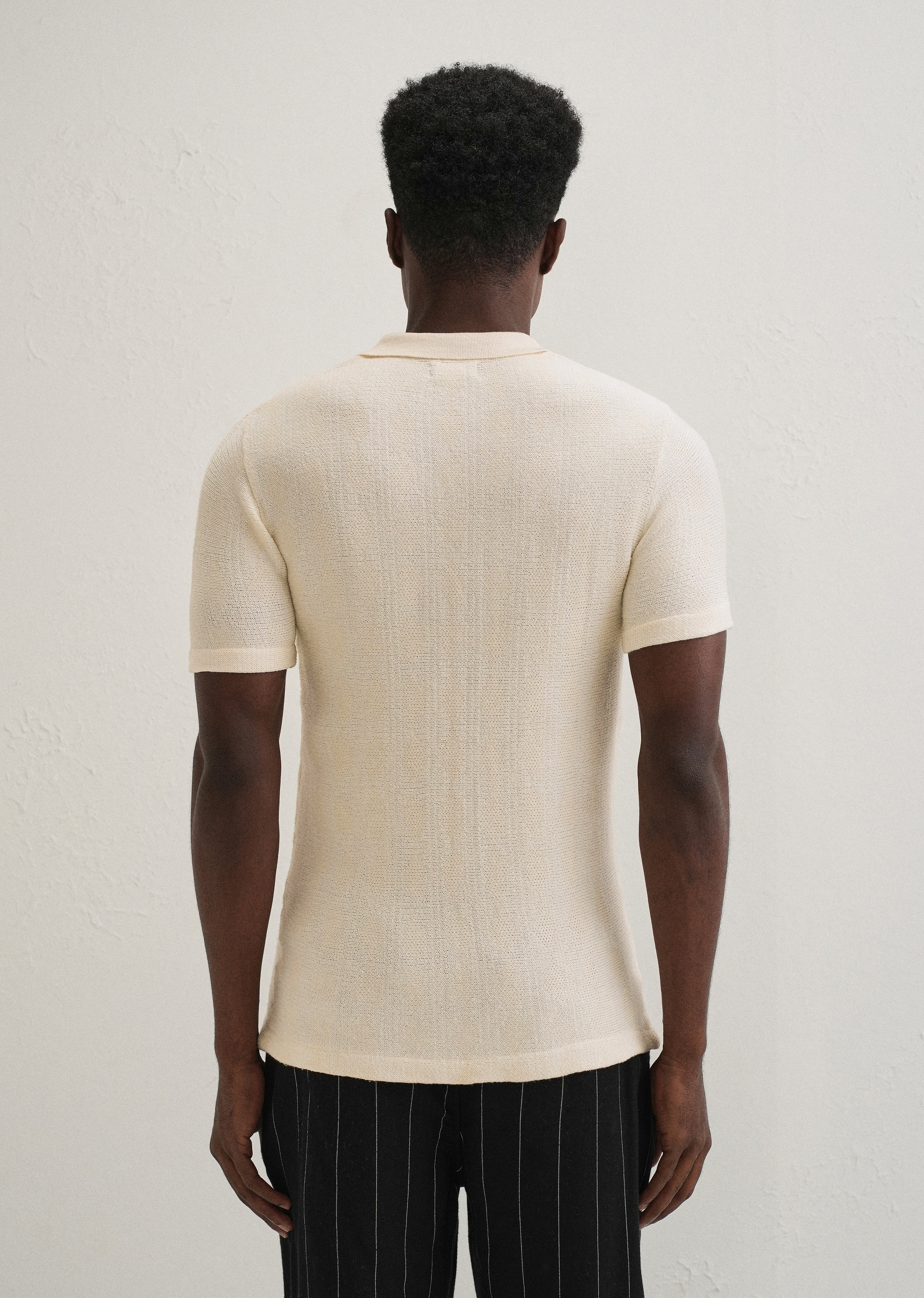 Cream Open Knitted Shirt