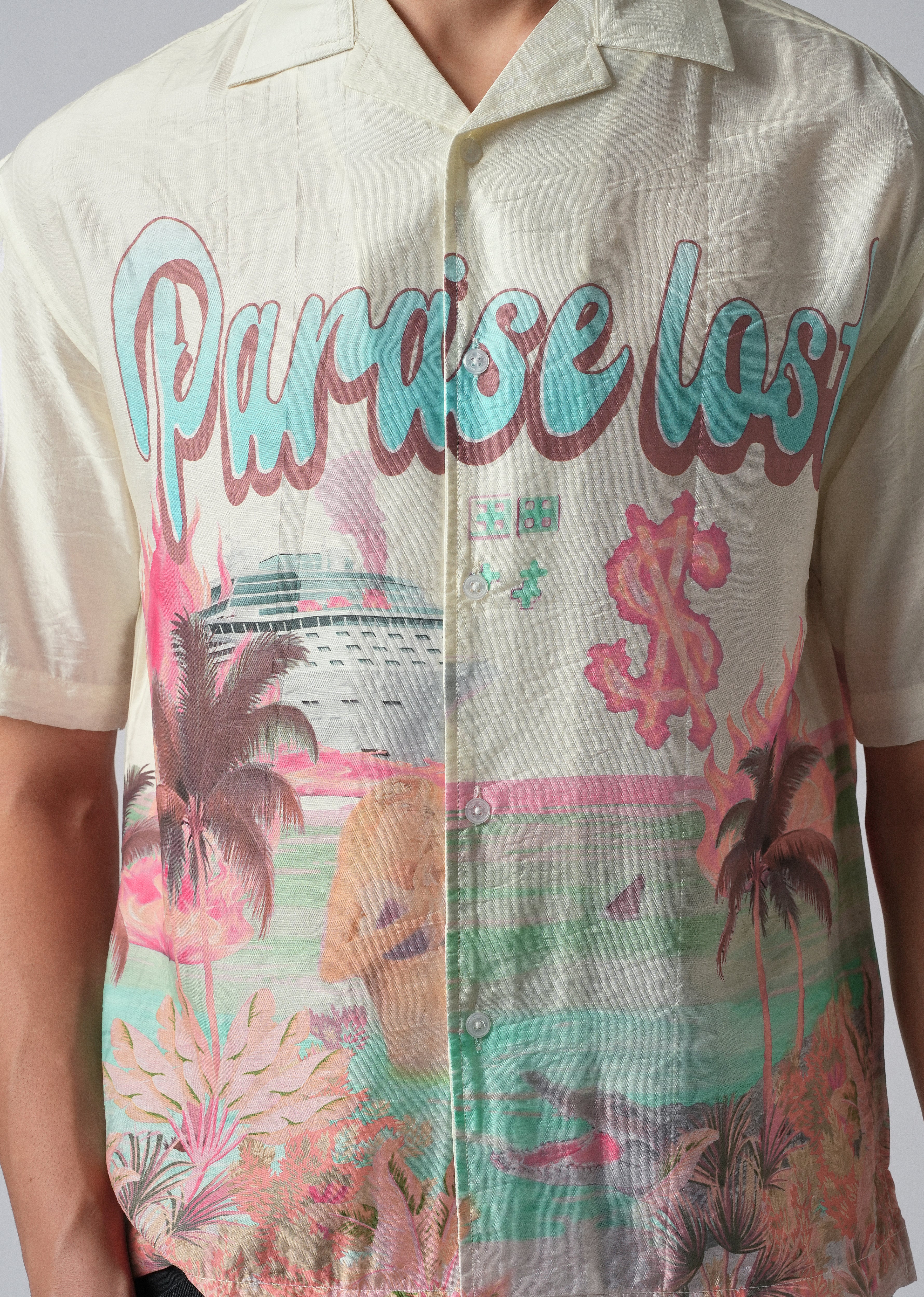 Cream Paradise Lost Print Shirt