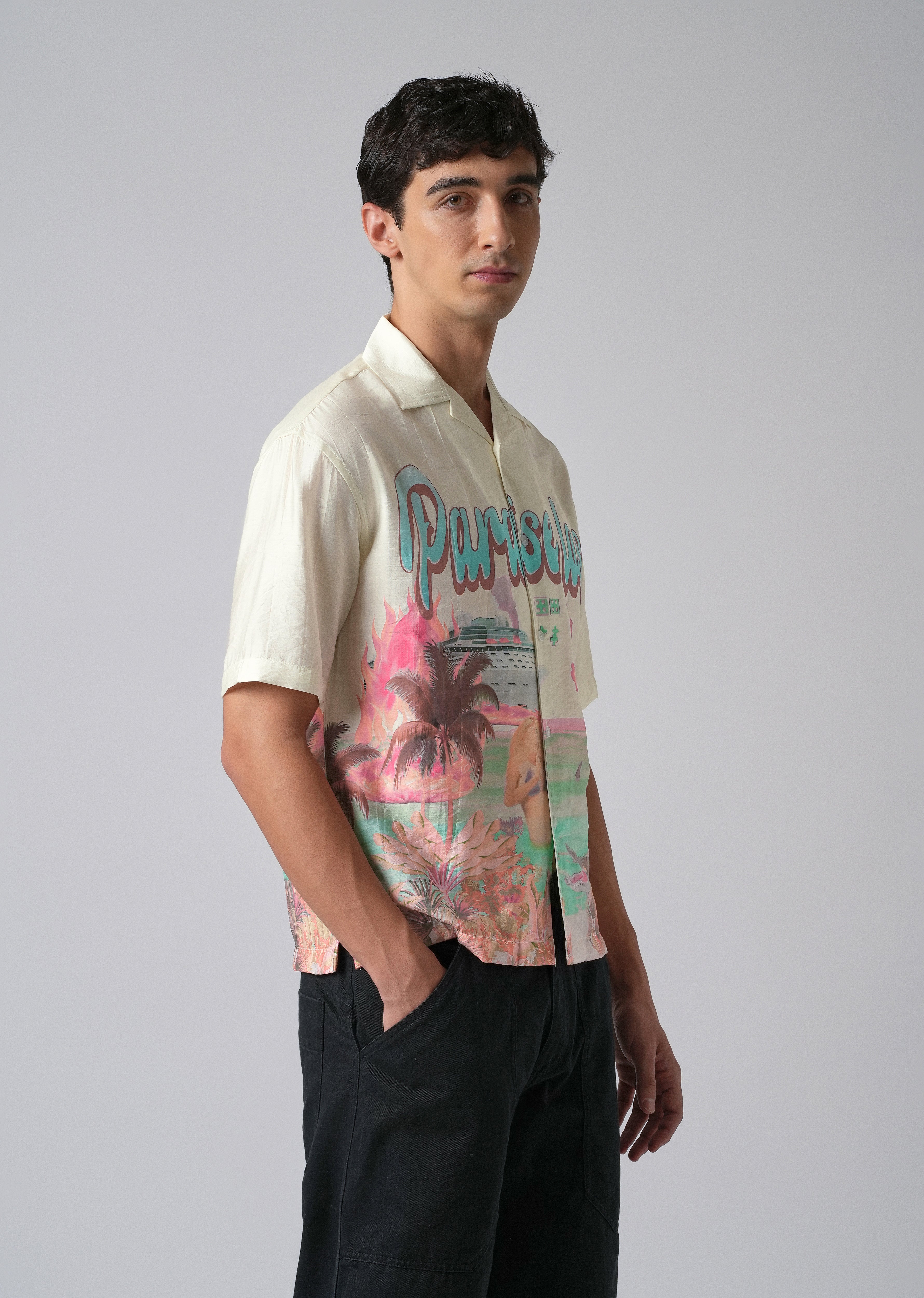 Cream Paradise Lost Print Shirt