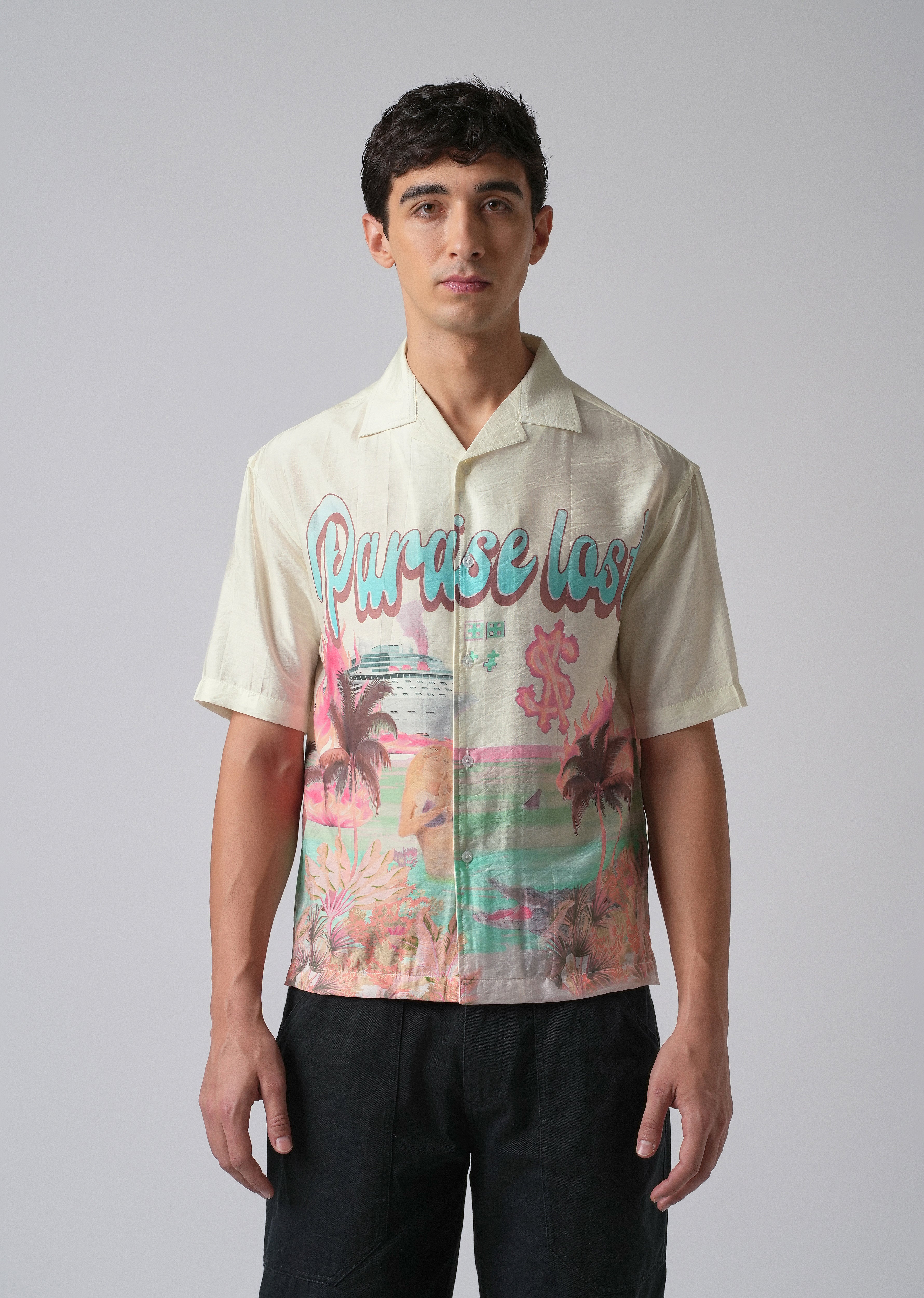 Cream Paradise Lost Print Shirt