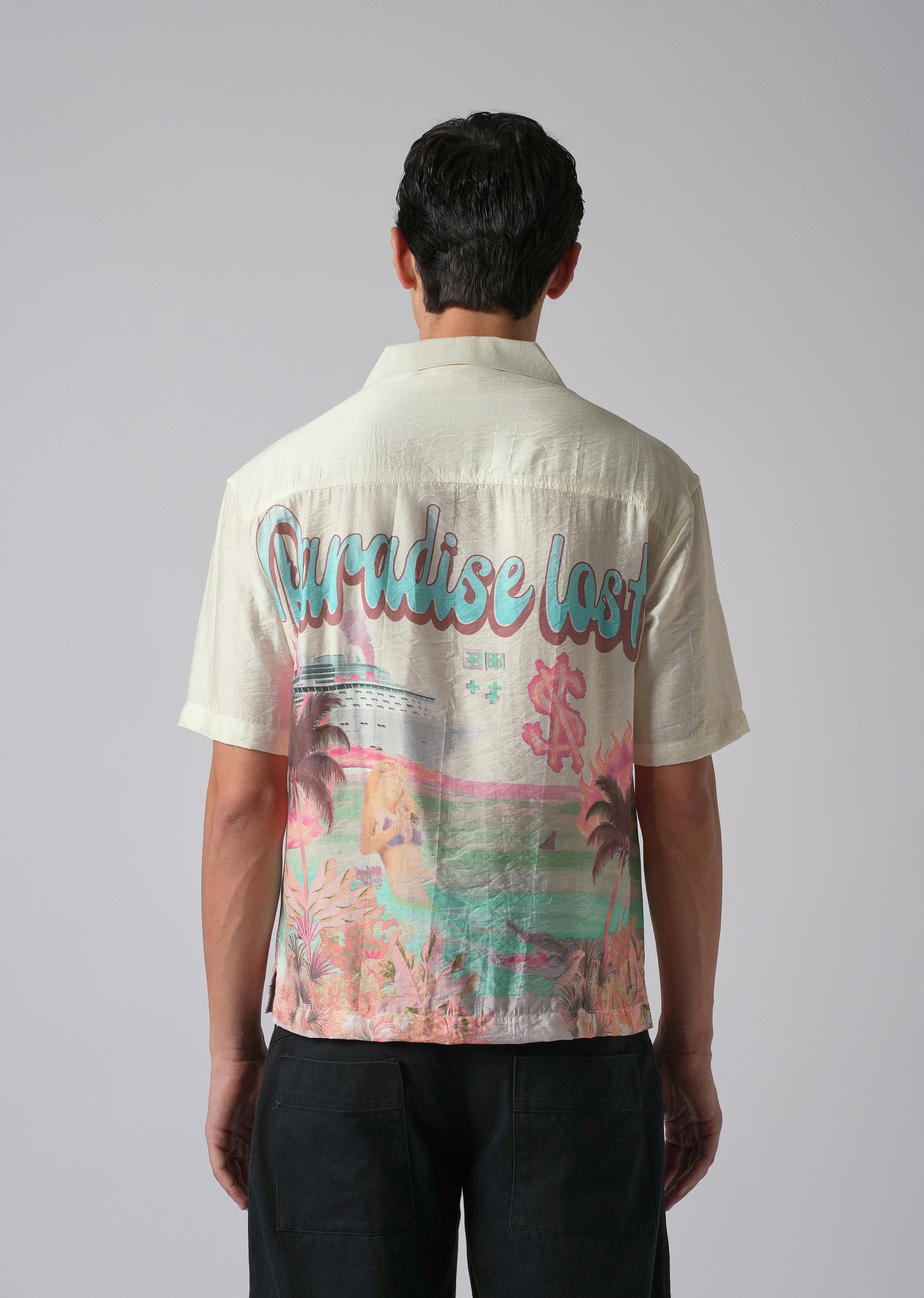 Cream Paradise Lost Print Shirt