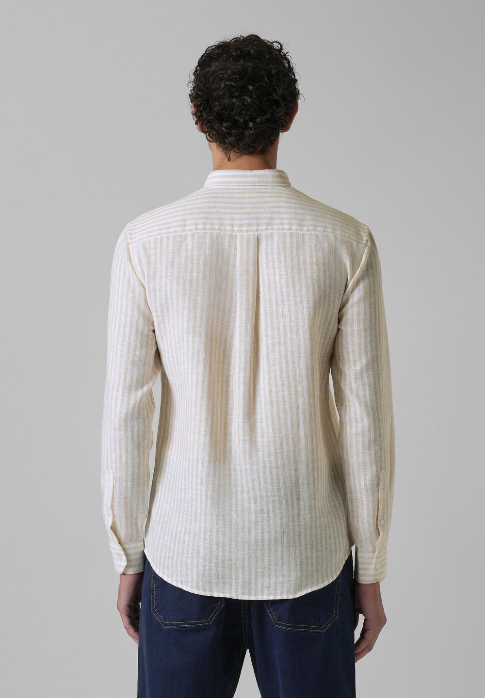 Cream Pin Stripe Blended linen shirt