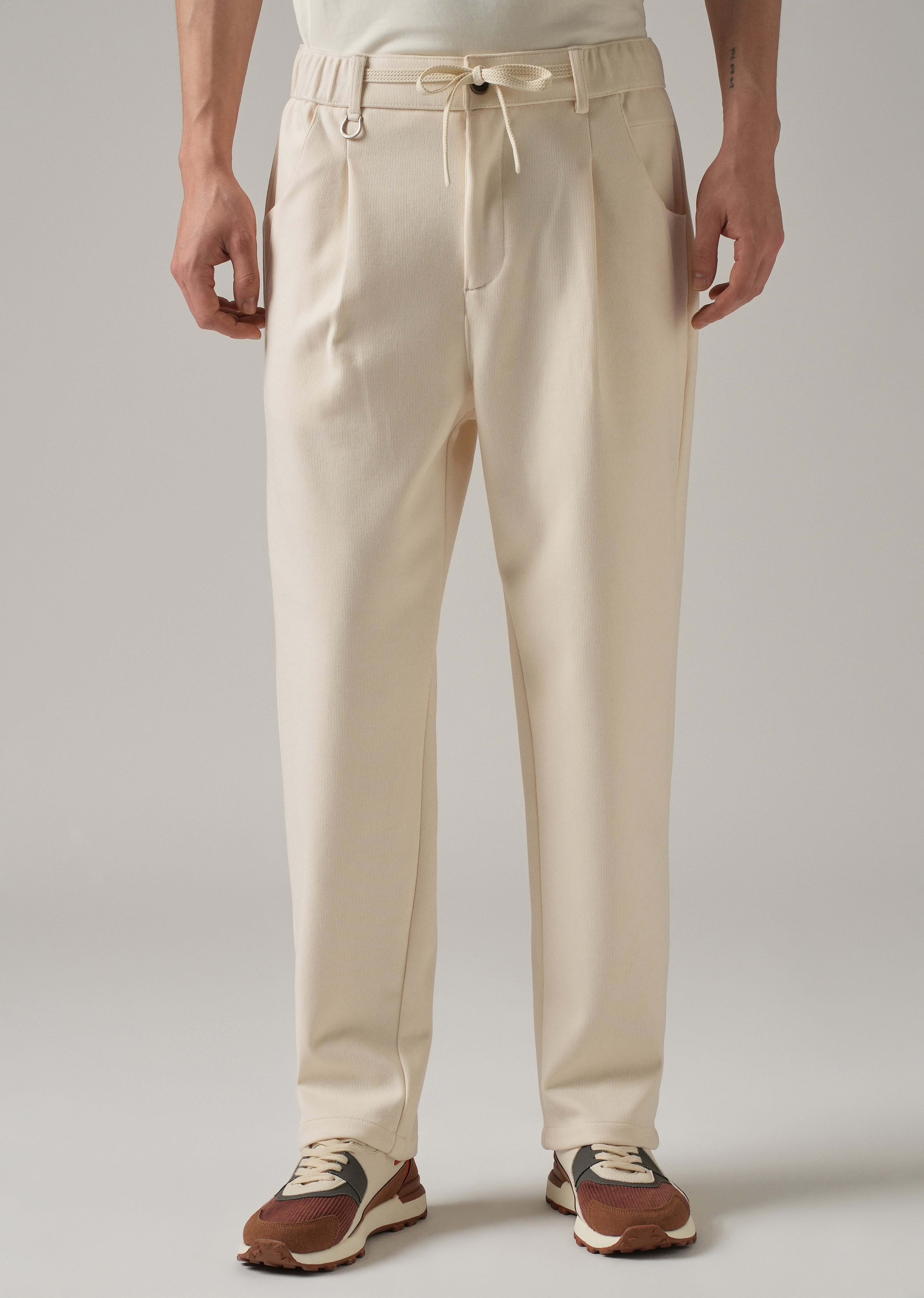 Cream Pin Stripe Suede Pant