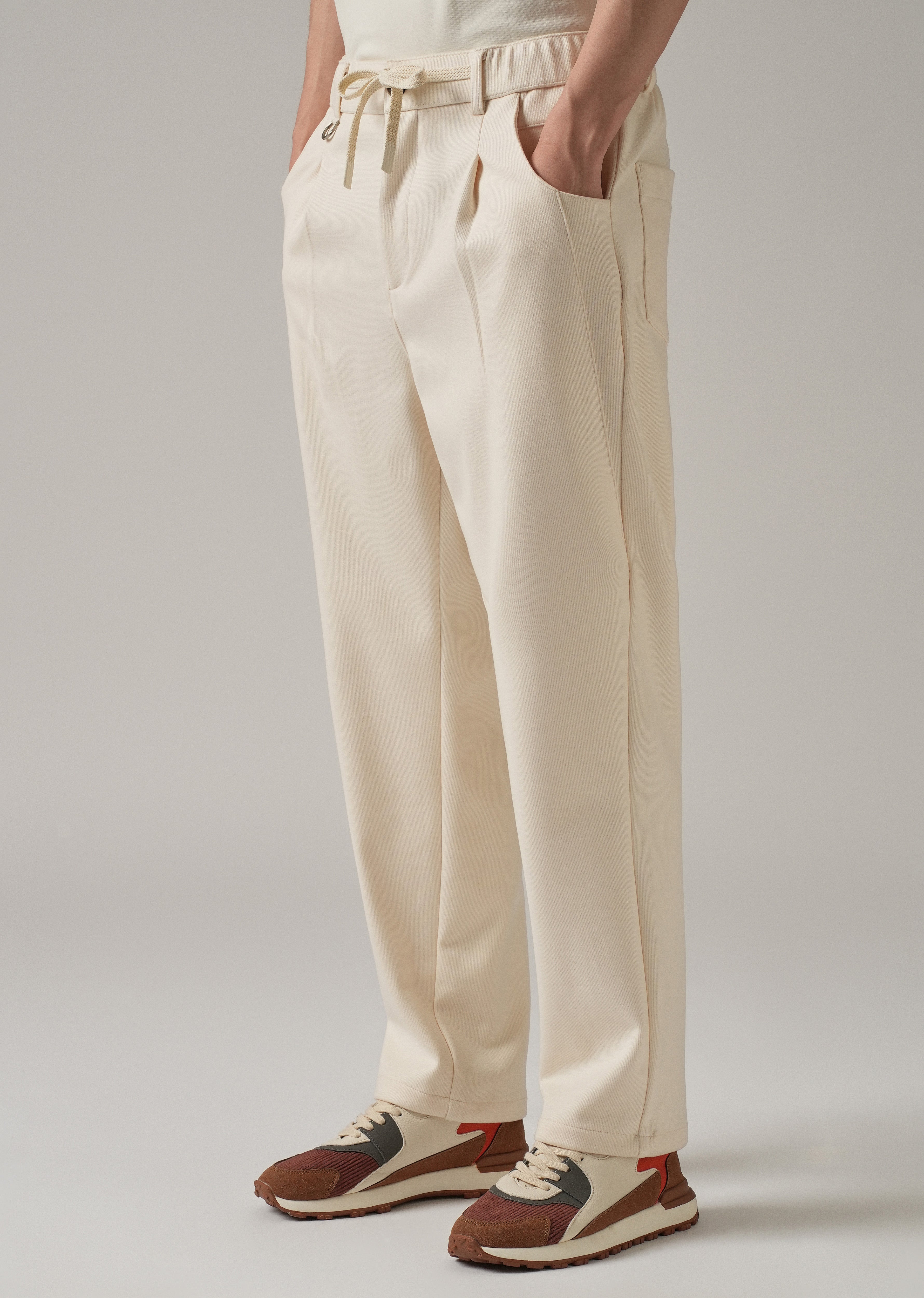 Cream Pin Stripe Suede Pant