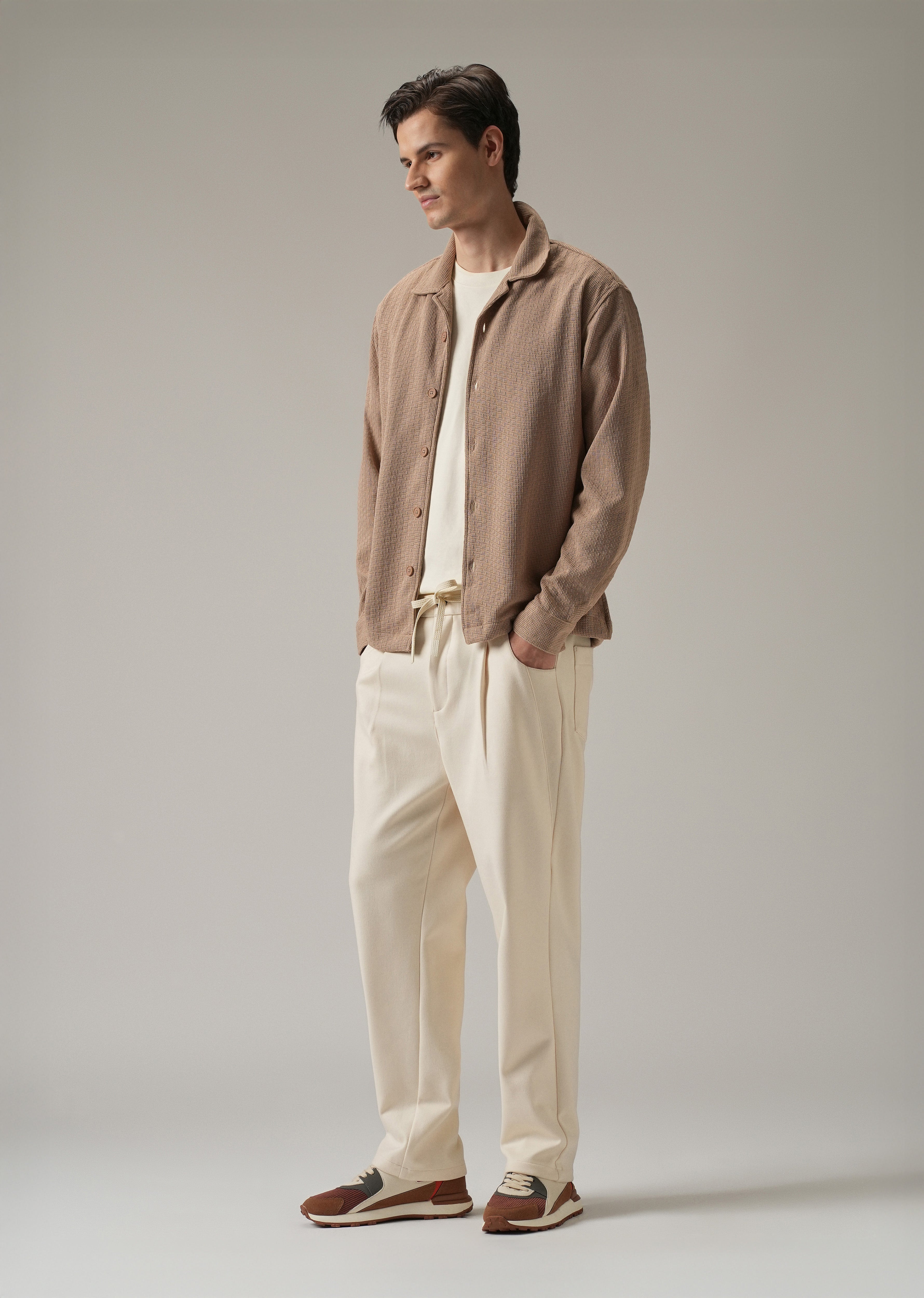 Cream Pin Stripe Suede Pant