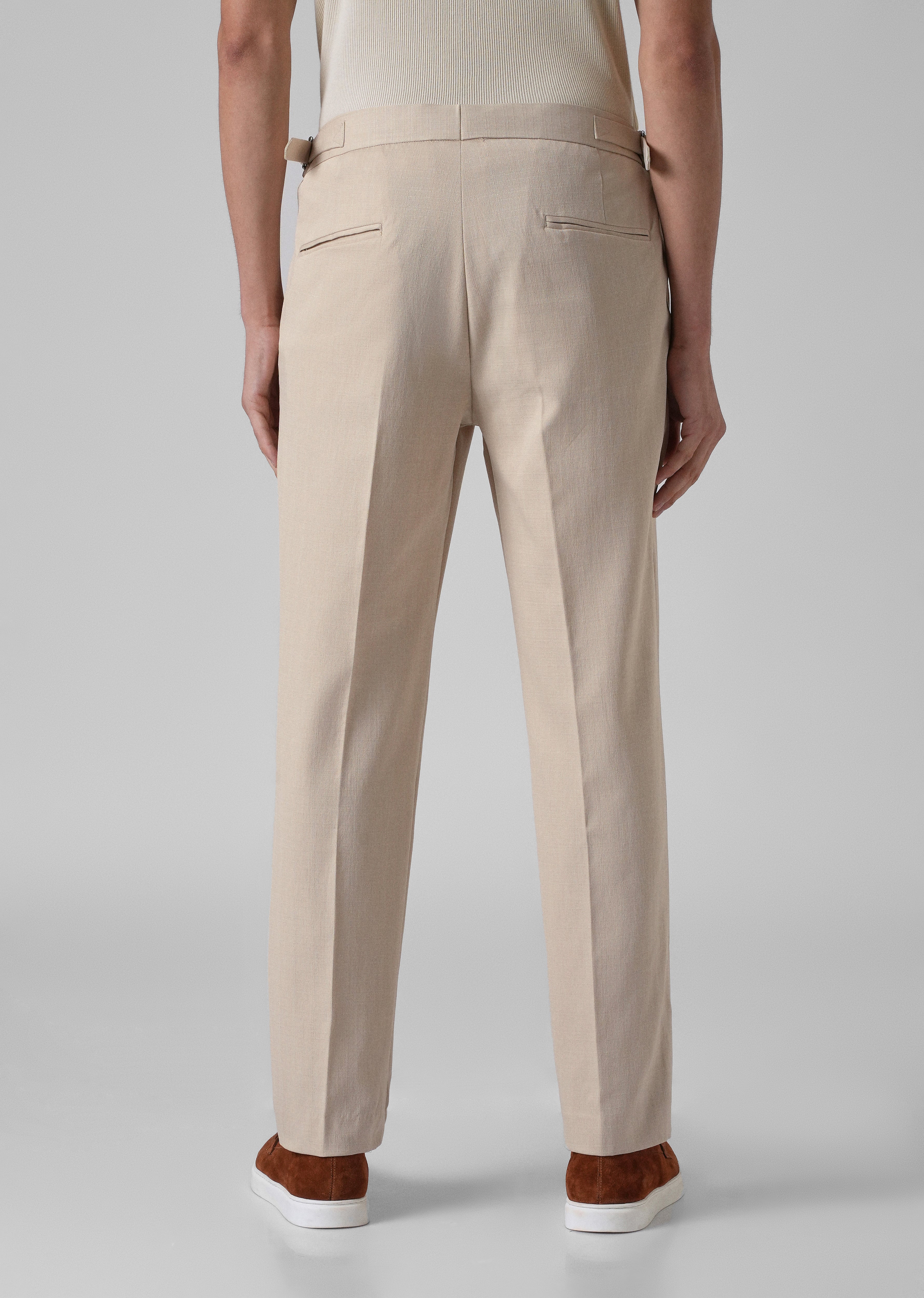 Cream Pleated Gurkha Pant