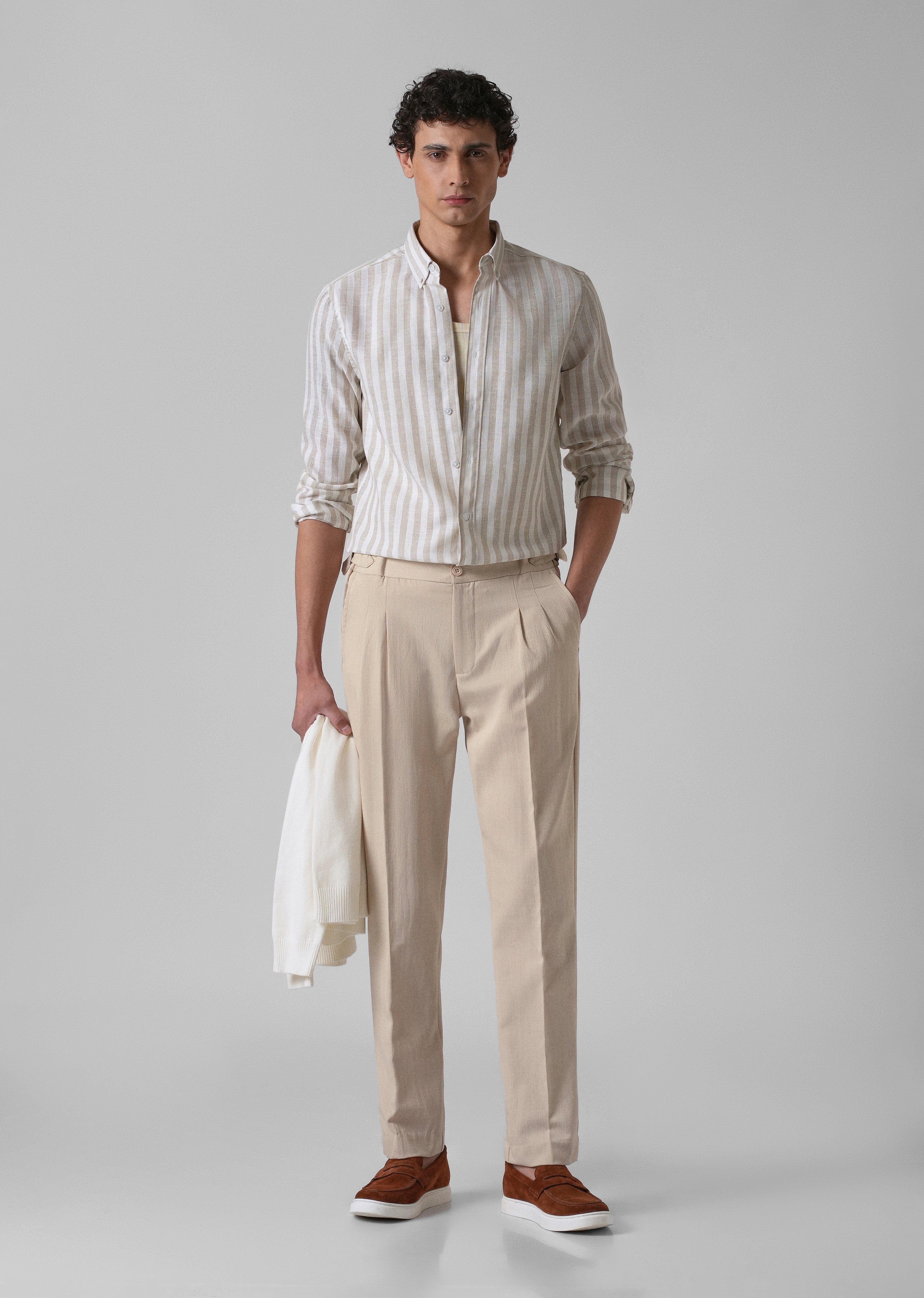 Cream Pleated Gurkha Pant