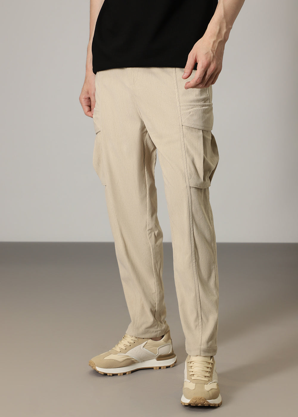 Cream Pocket Cargo Corduroy Pant