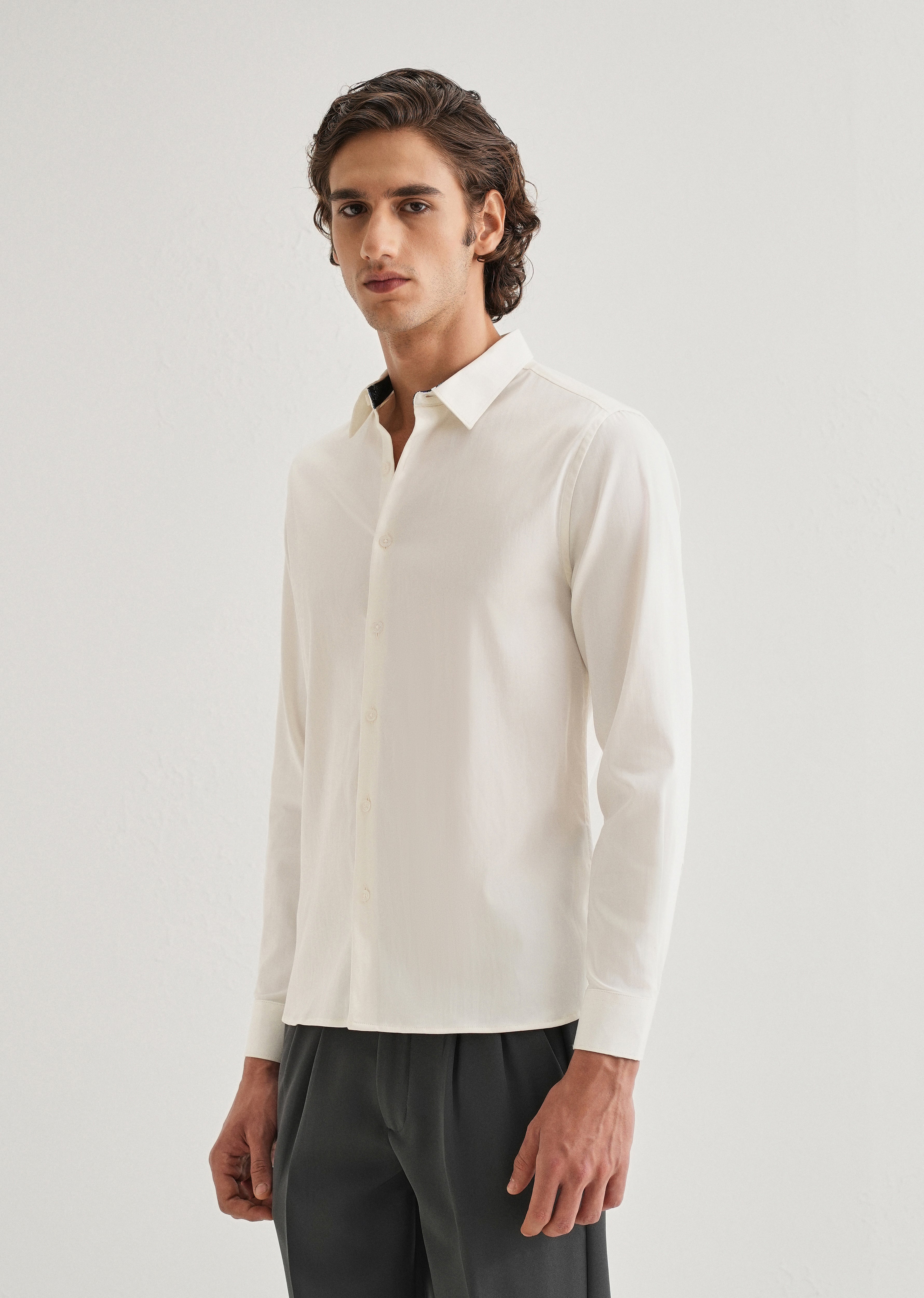 Cream Printed Cuff Shirt