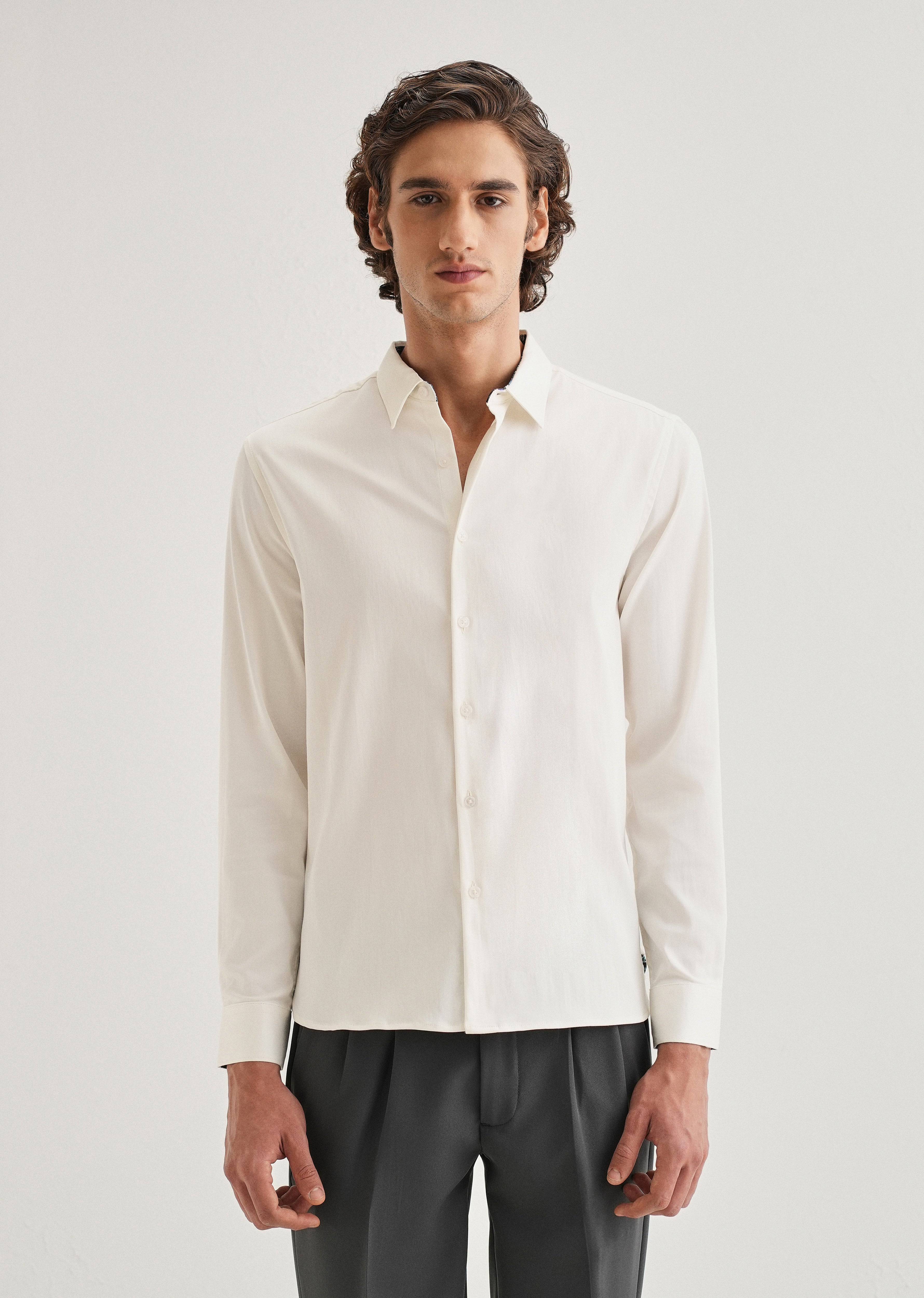 Cream Printed Cuff Shirt