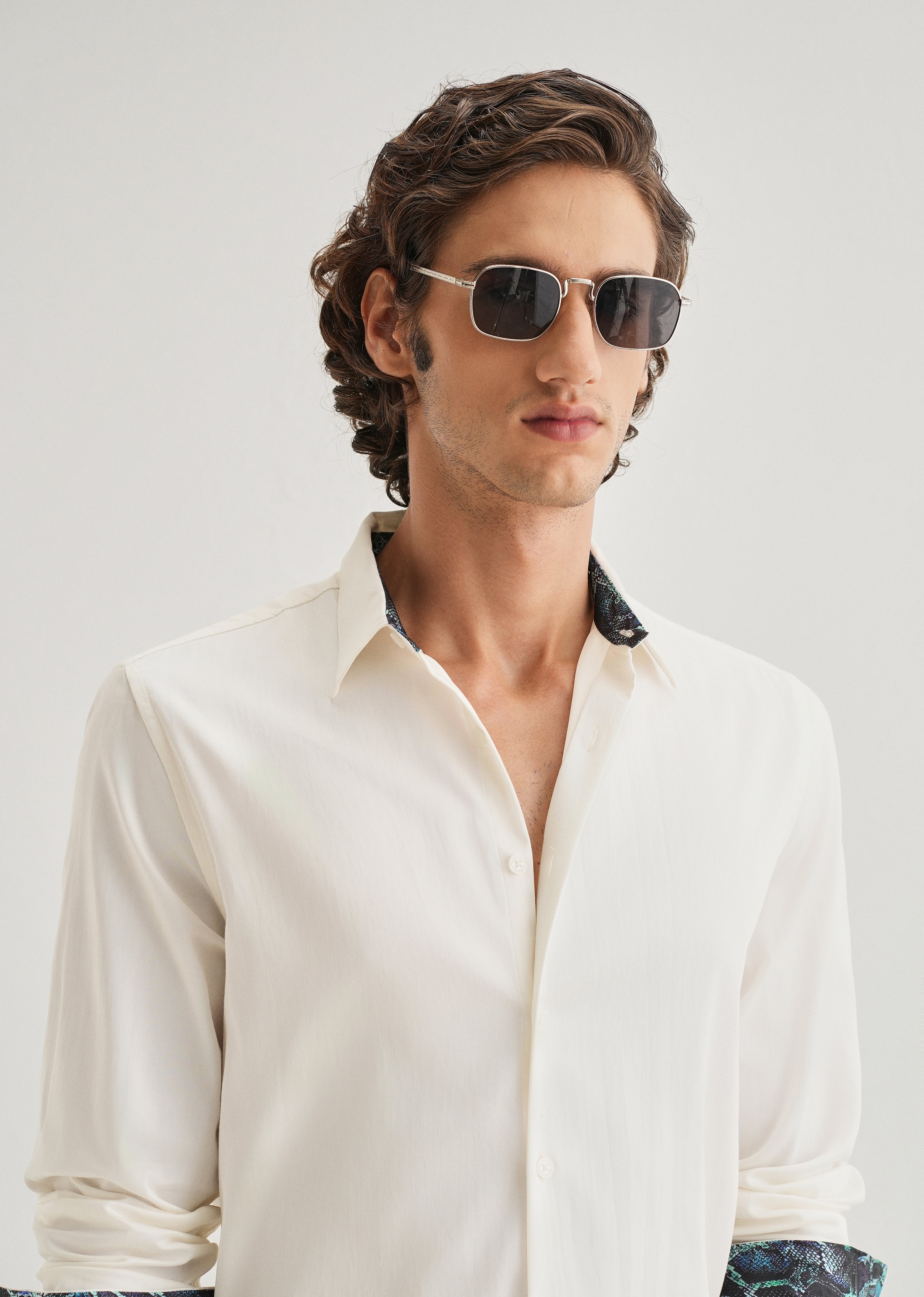 Cream Printed Cuff Shirt