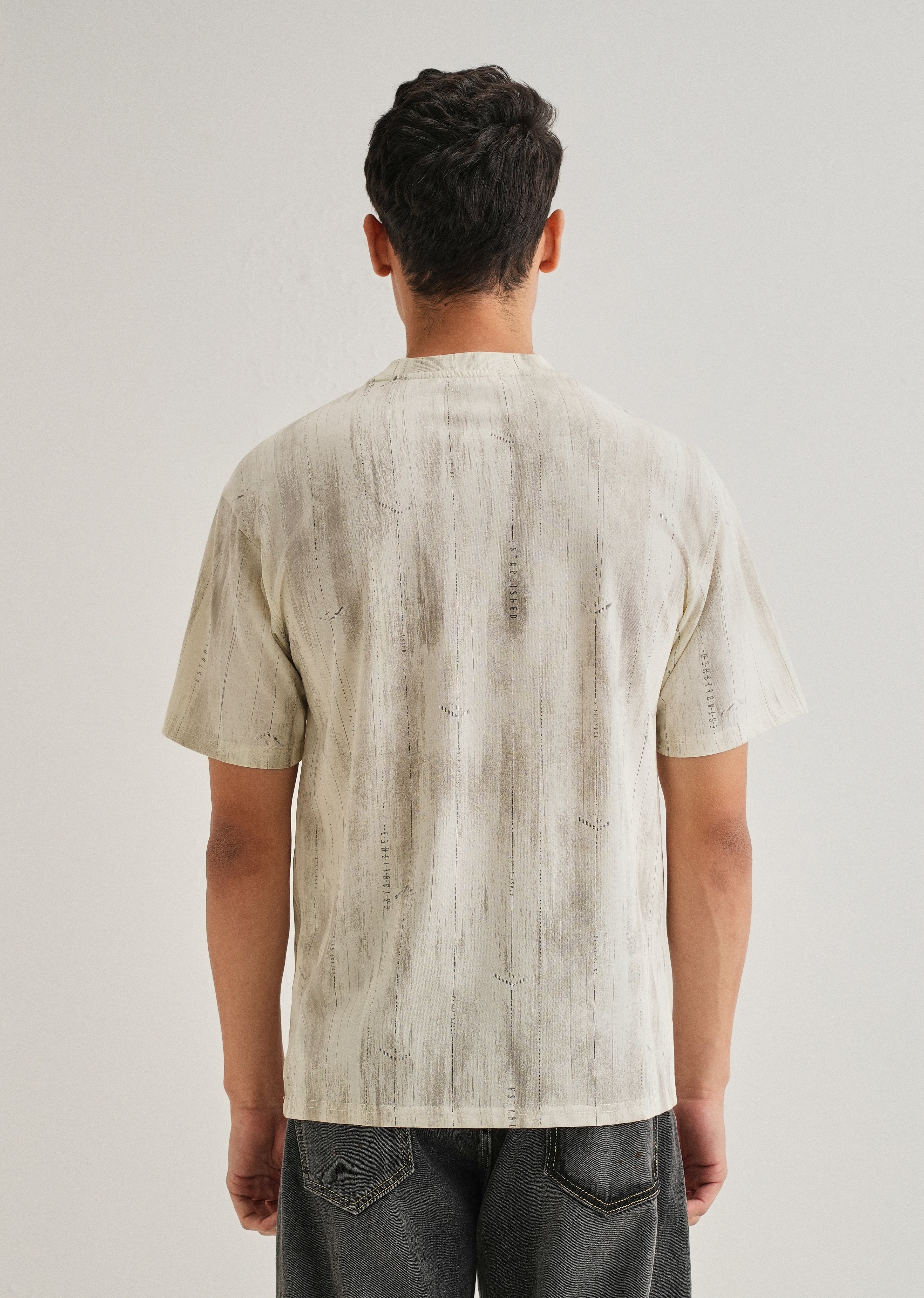 Cream Printed Oversized T-shirt