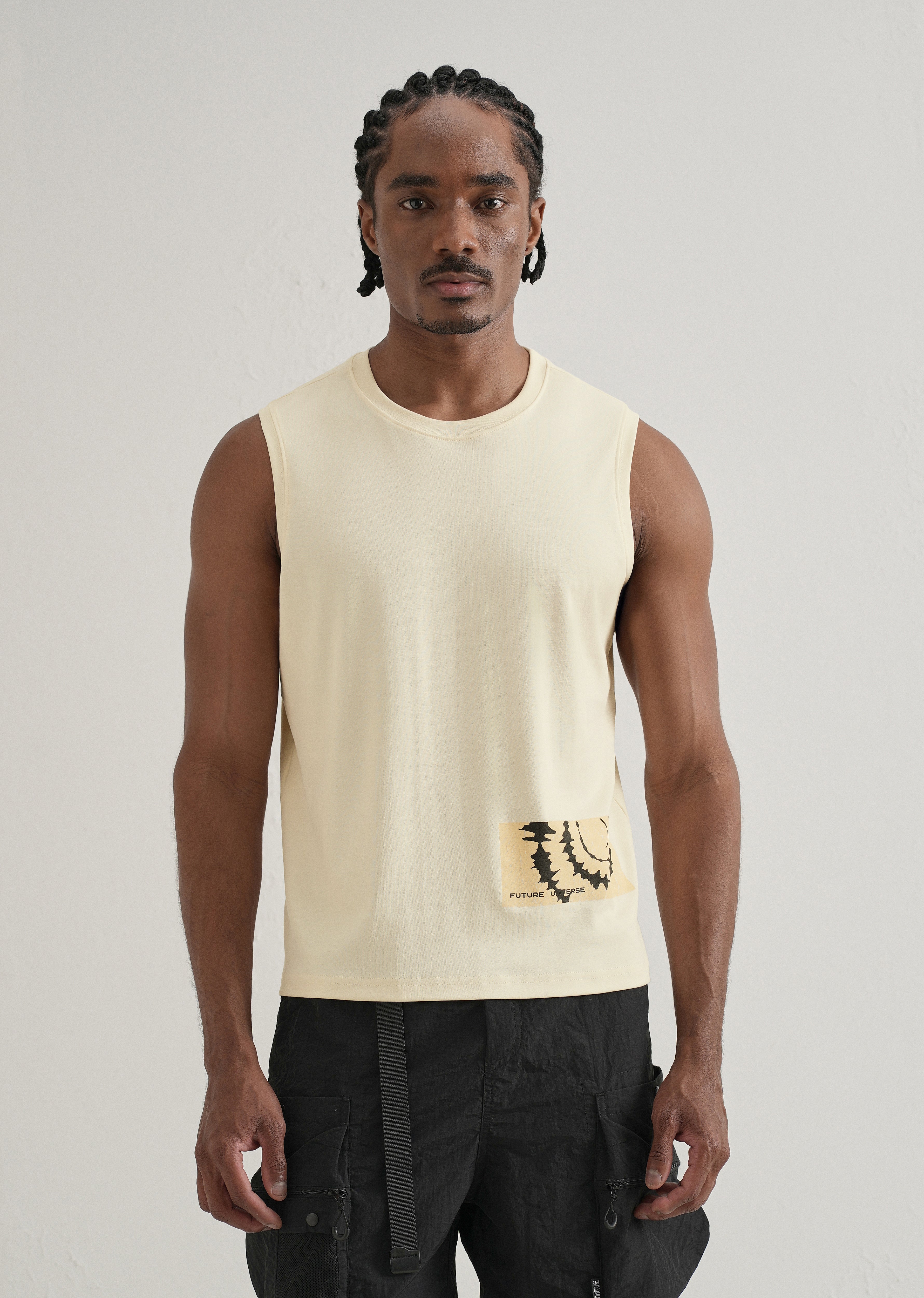 Cream Printed Tank