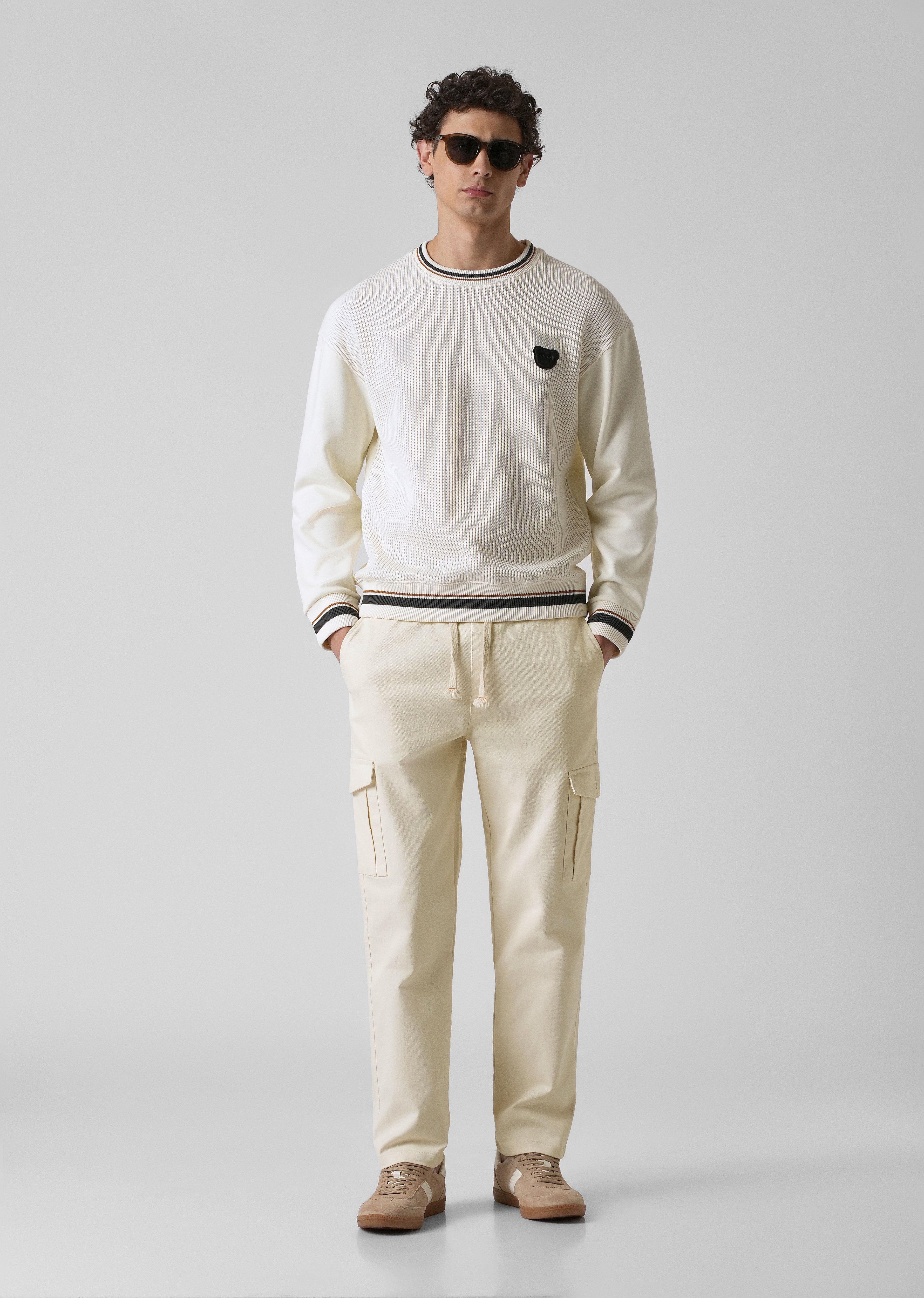Cream Regular Fit Cargo Pant