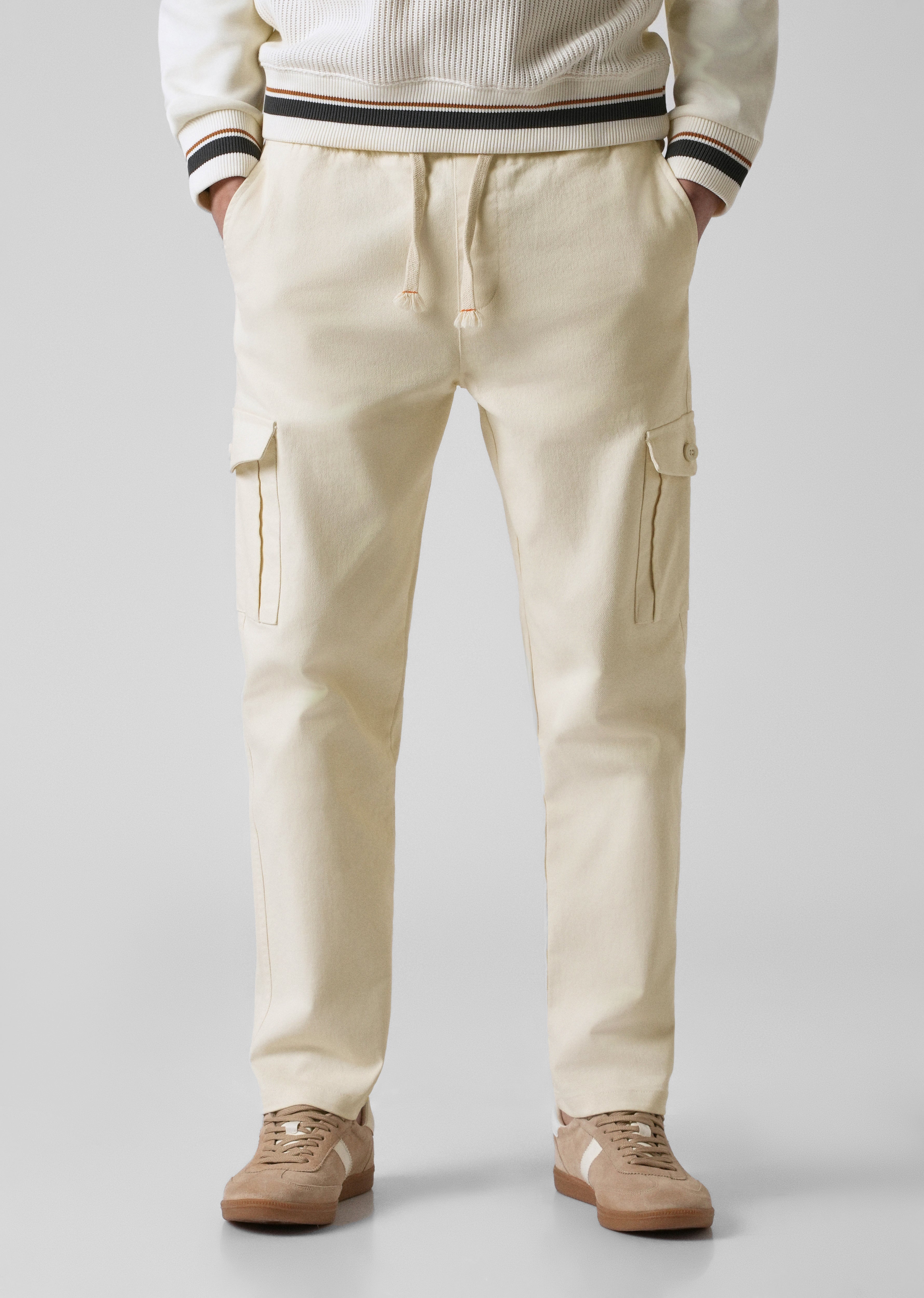 Cream Regular Fit Cargo Pant