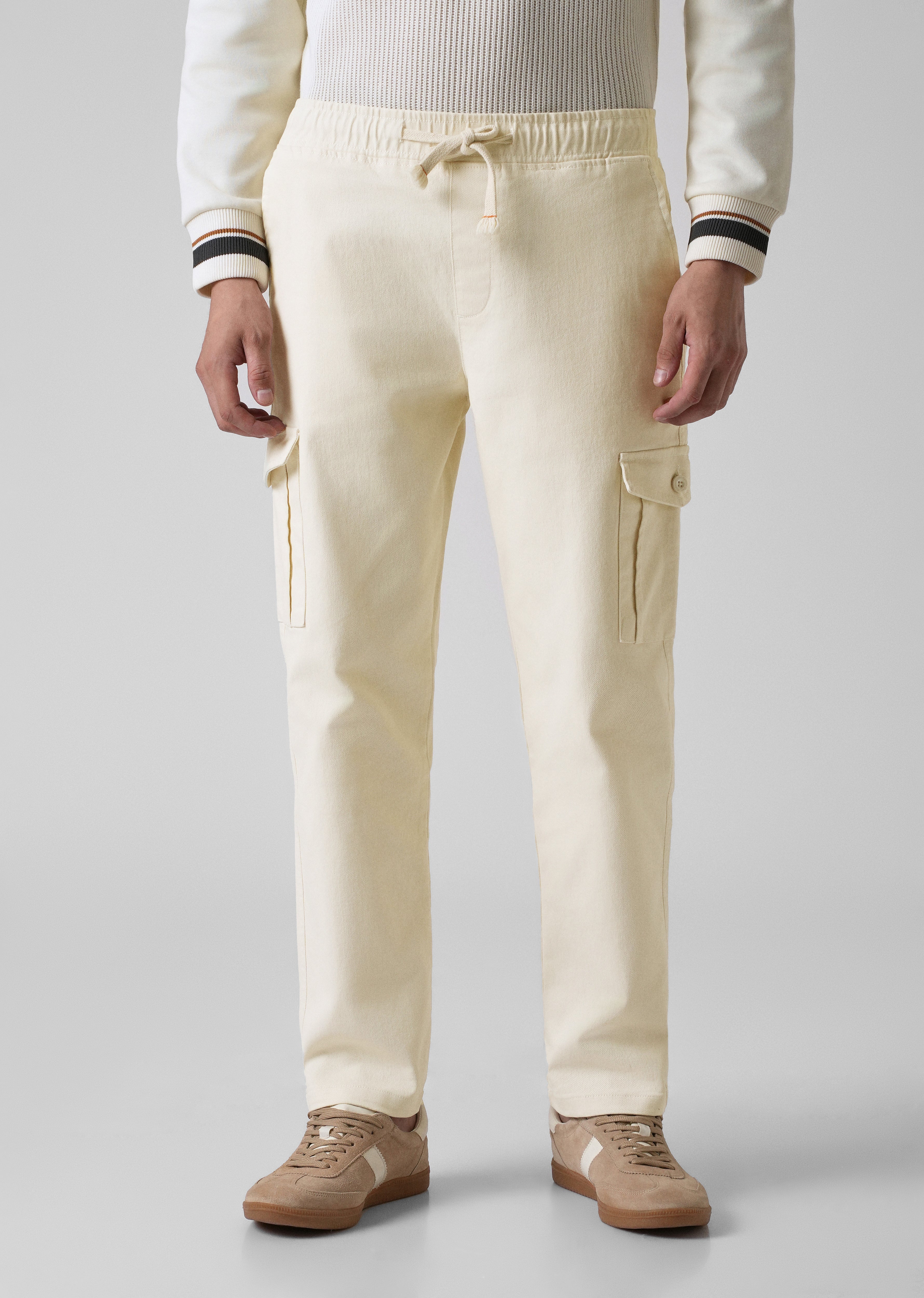 Cream Regular Fit Cargo Pant