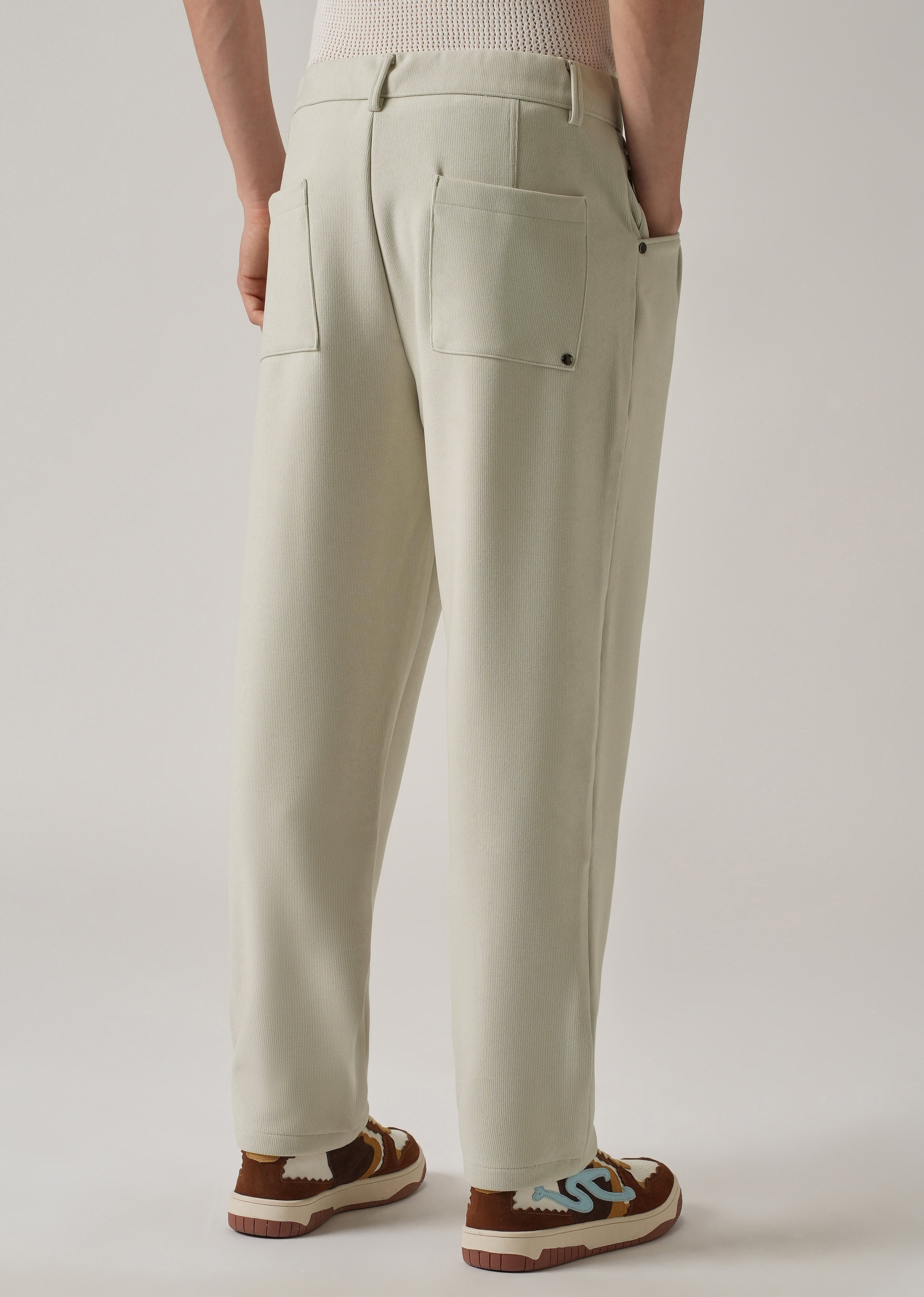 Cream Corduroy Relaxed Fit Drawstring Pant