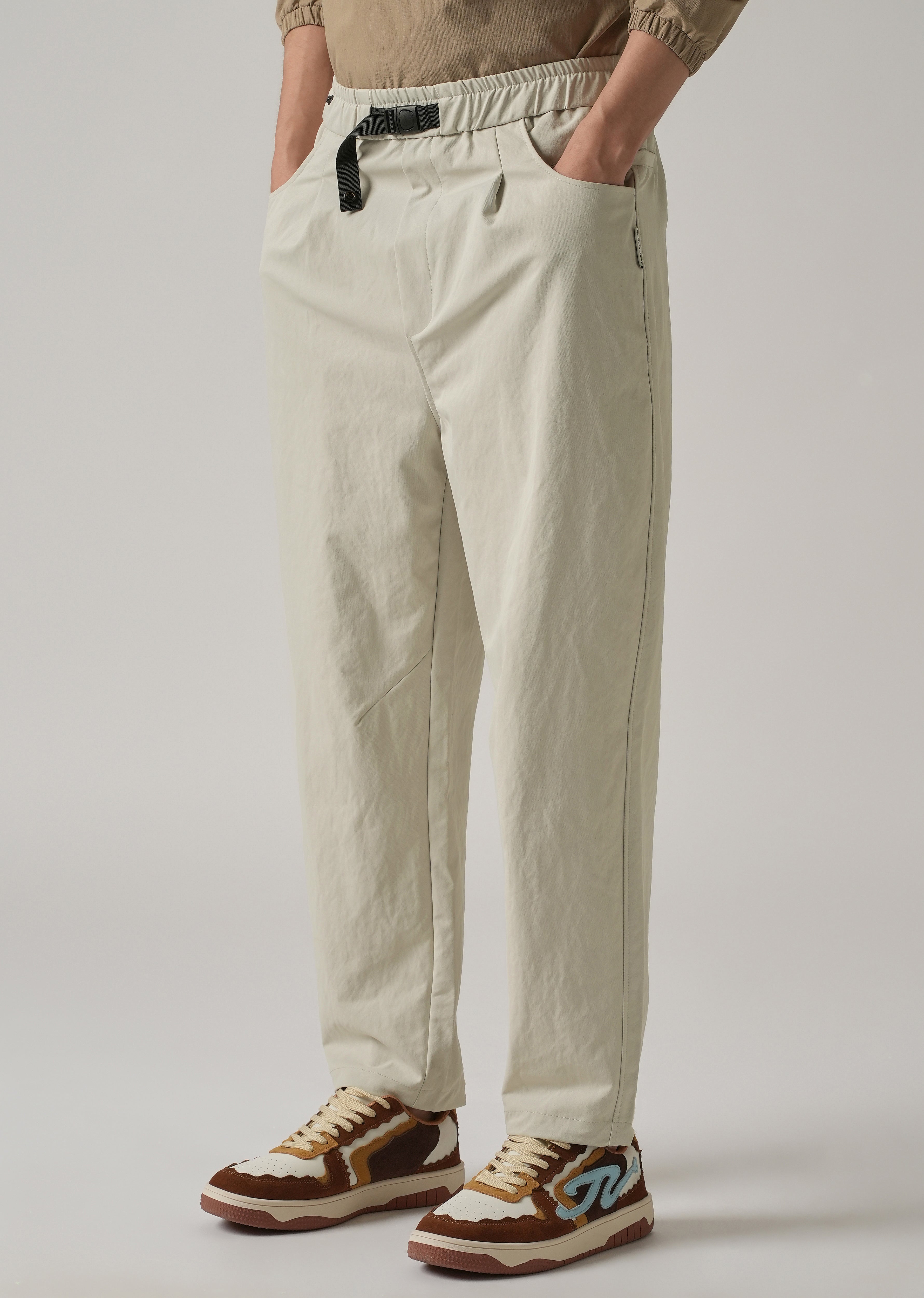 Cream Twill Relaxed Fit Pant