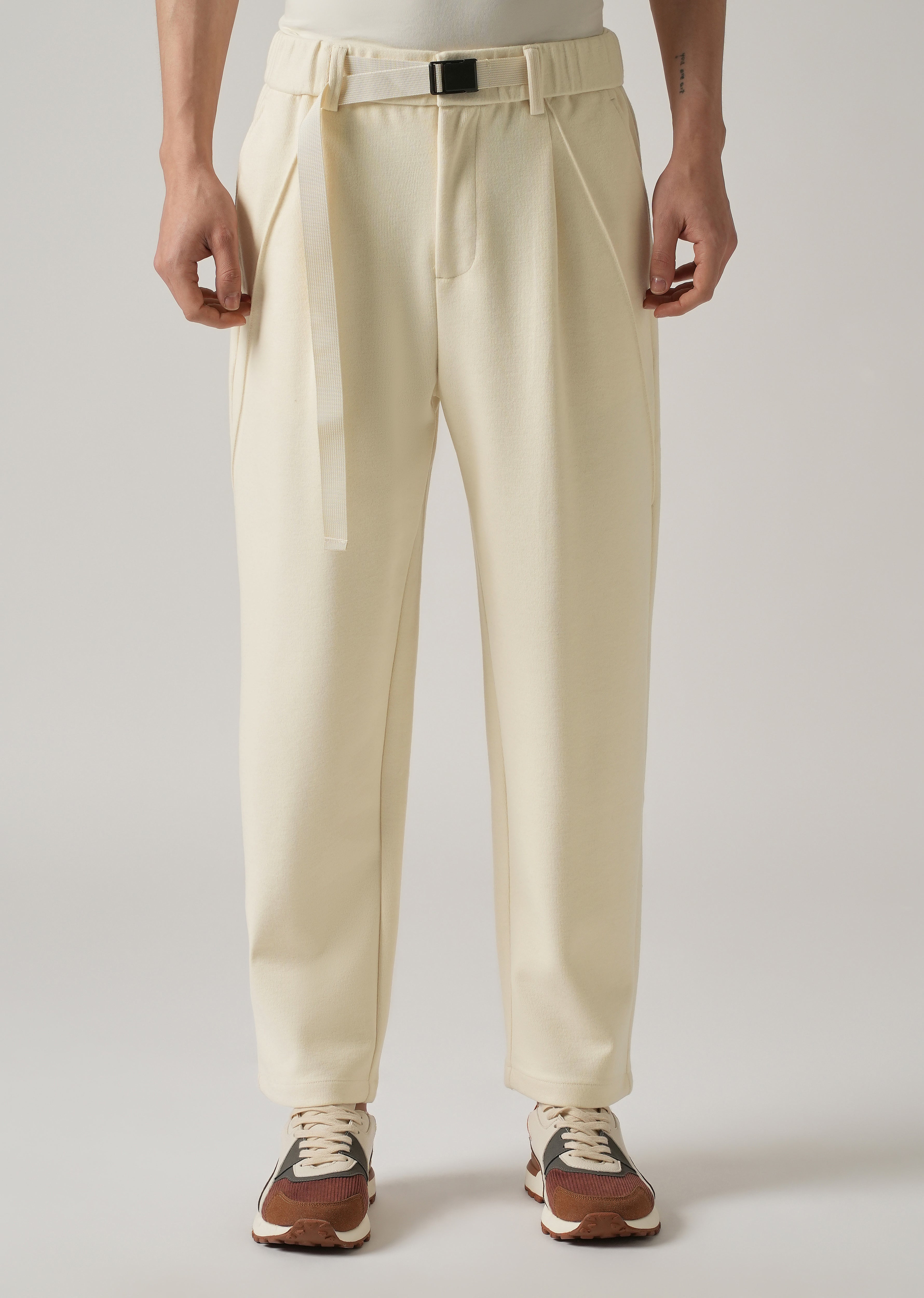 Cream Corduroy Relaxed Fit Pant