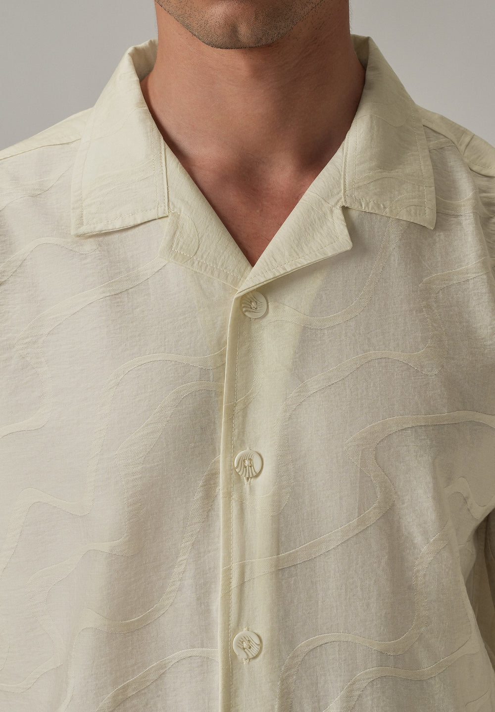 Cream Self Pattern Shirt
