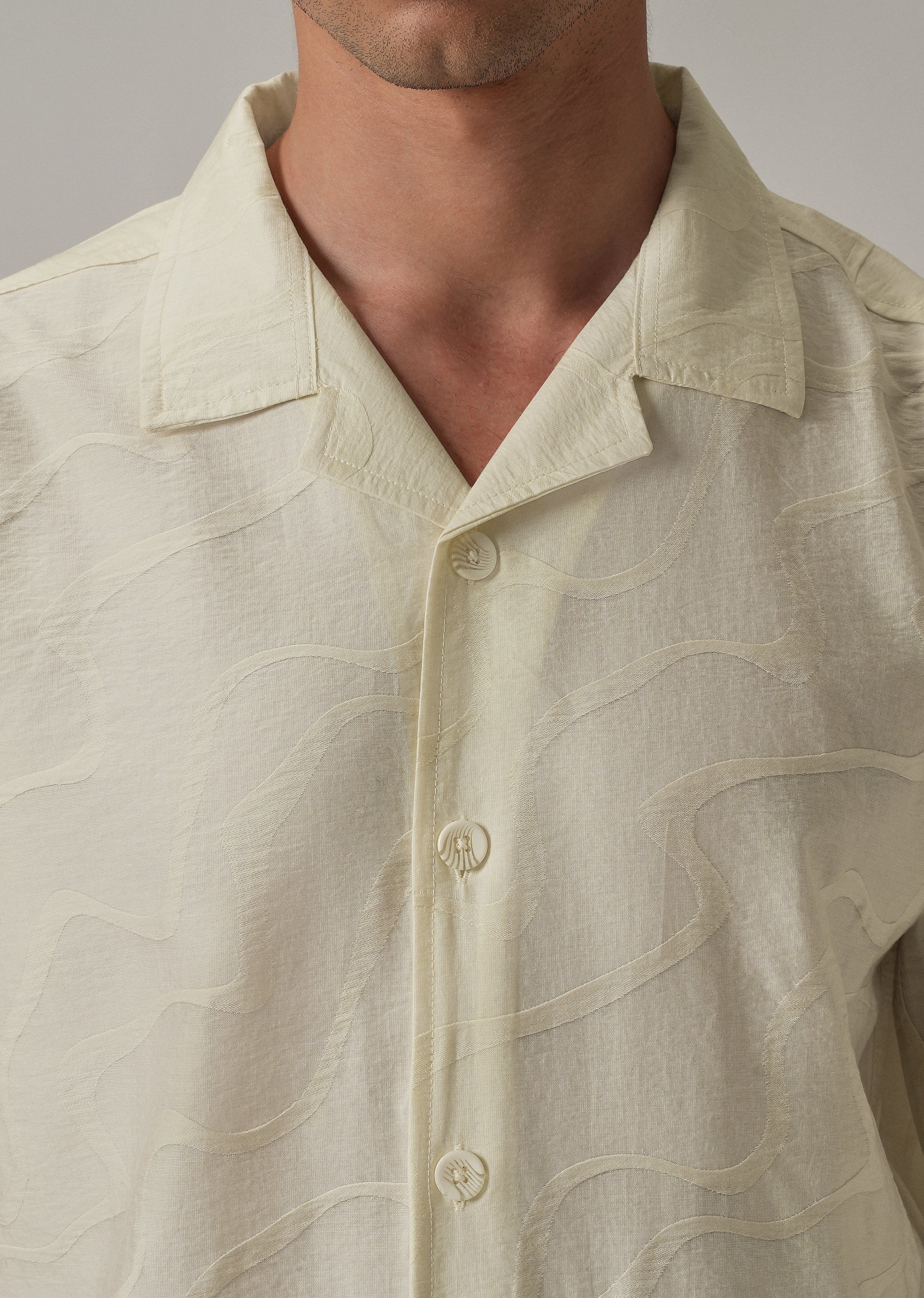 Cream Self Pattern Shirt