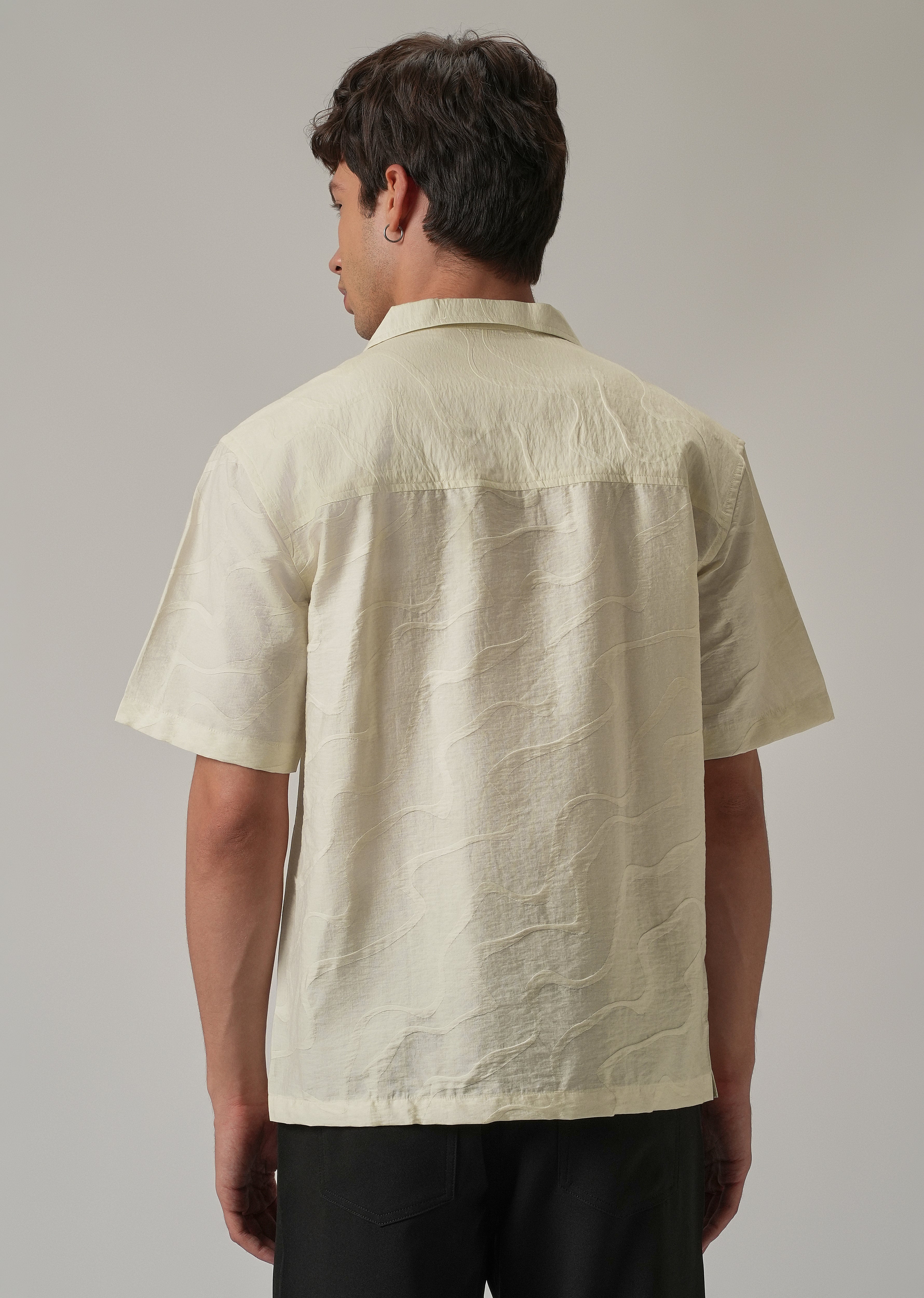 Cream Self Pattern Shirt