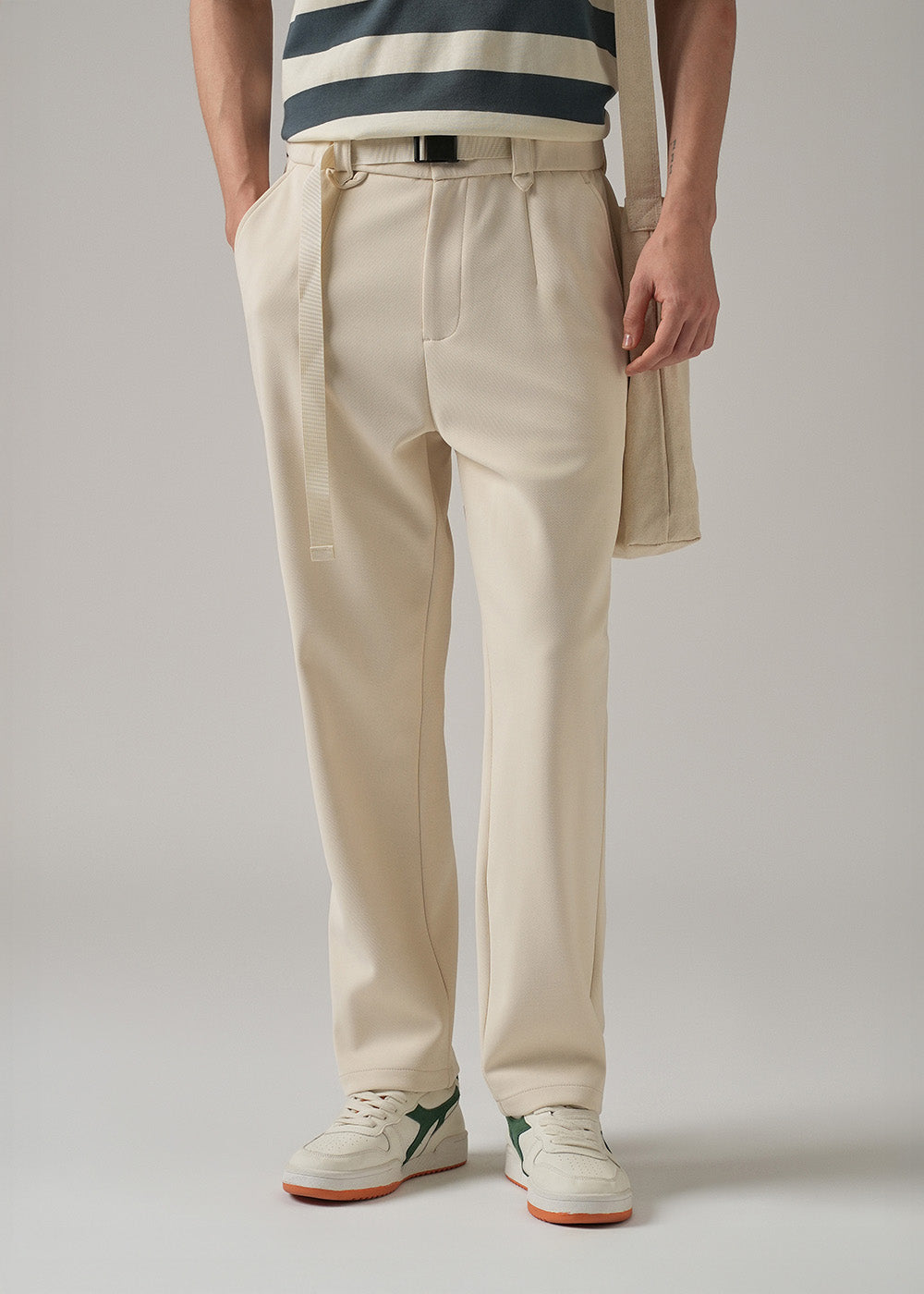 Cream Stretch Elasticated Pant