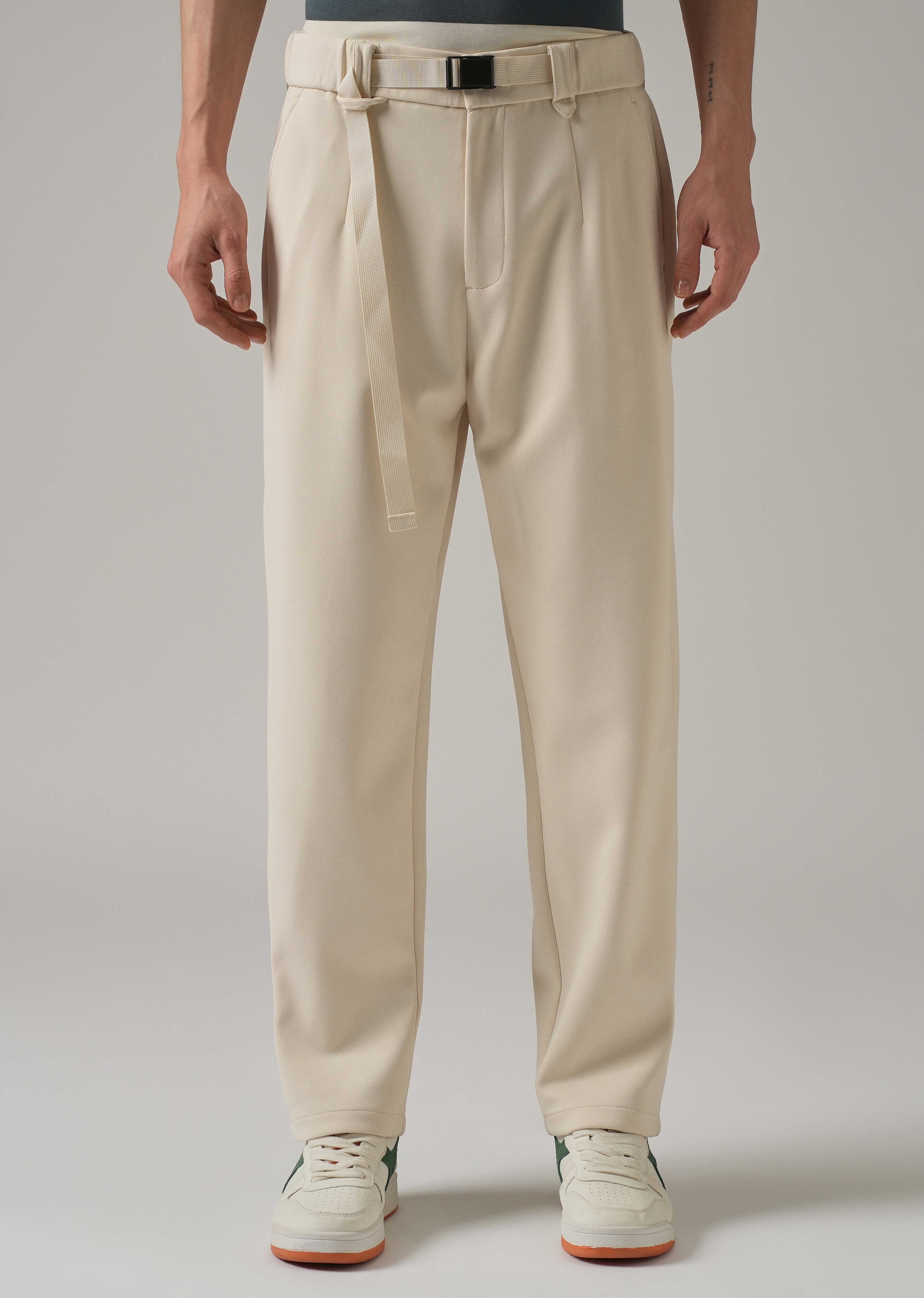 Cream Stretch Elasticated Pant