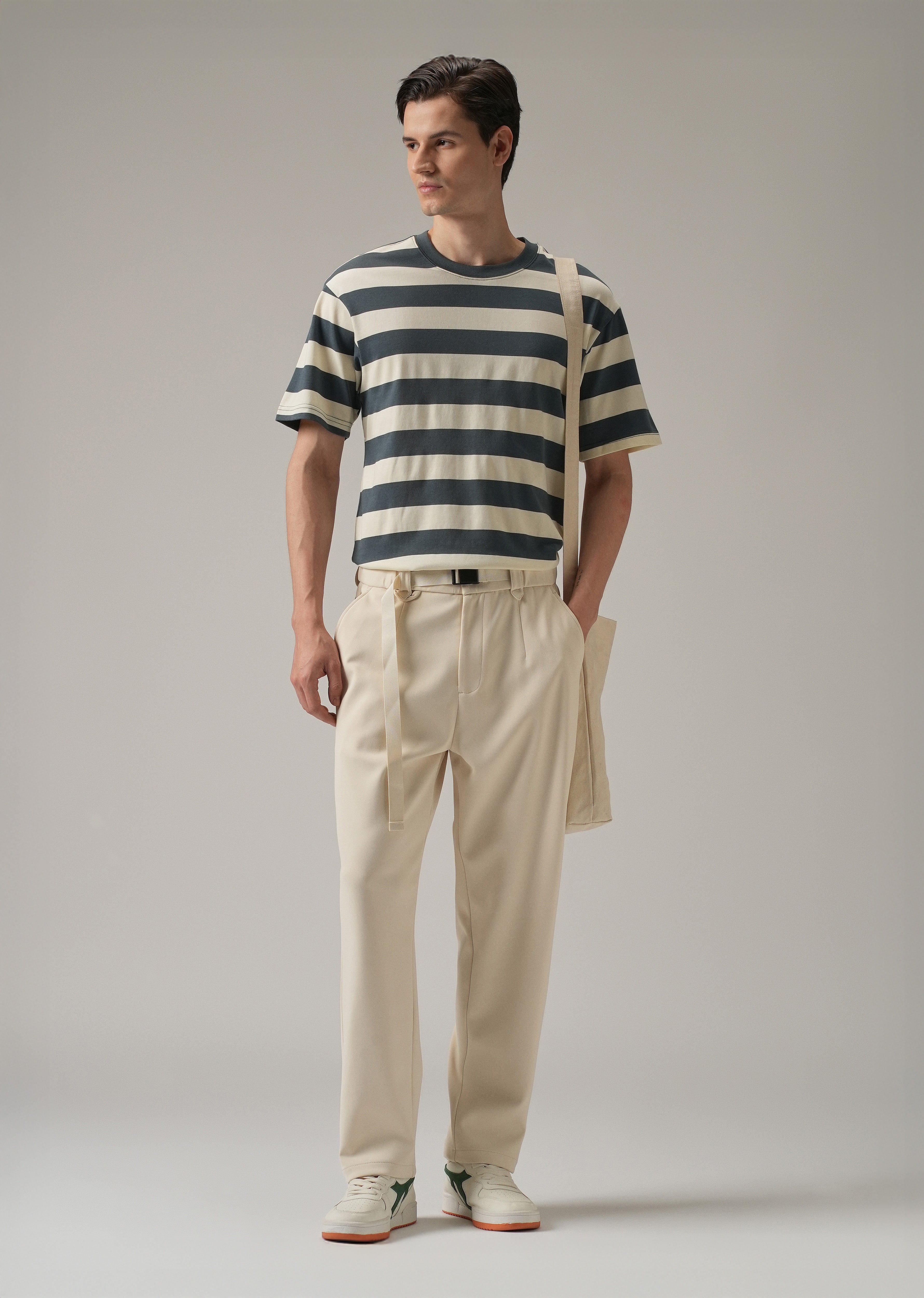 Cream Stretch Elasticated Pant