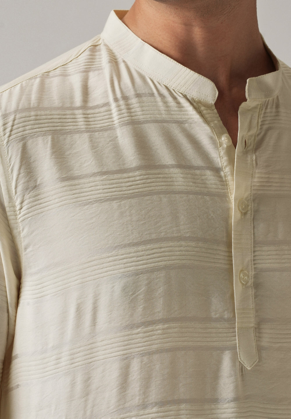 Cream Nylon Subtle Stripe Kurta
