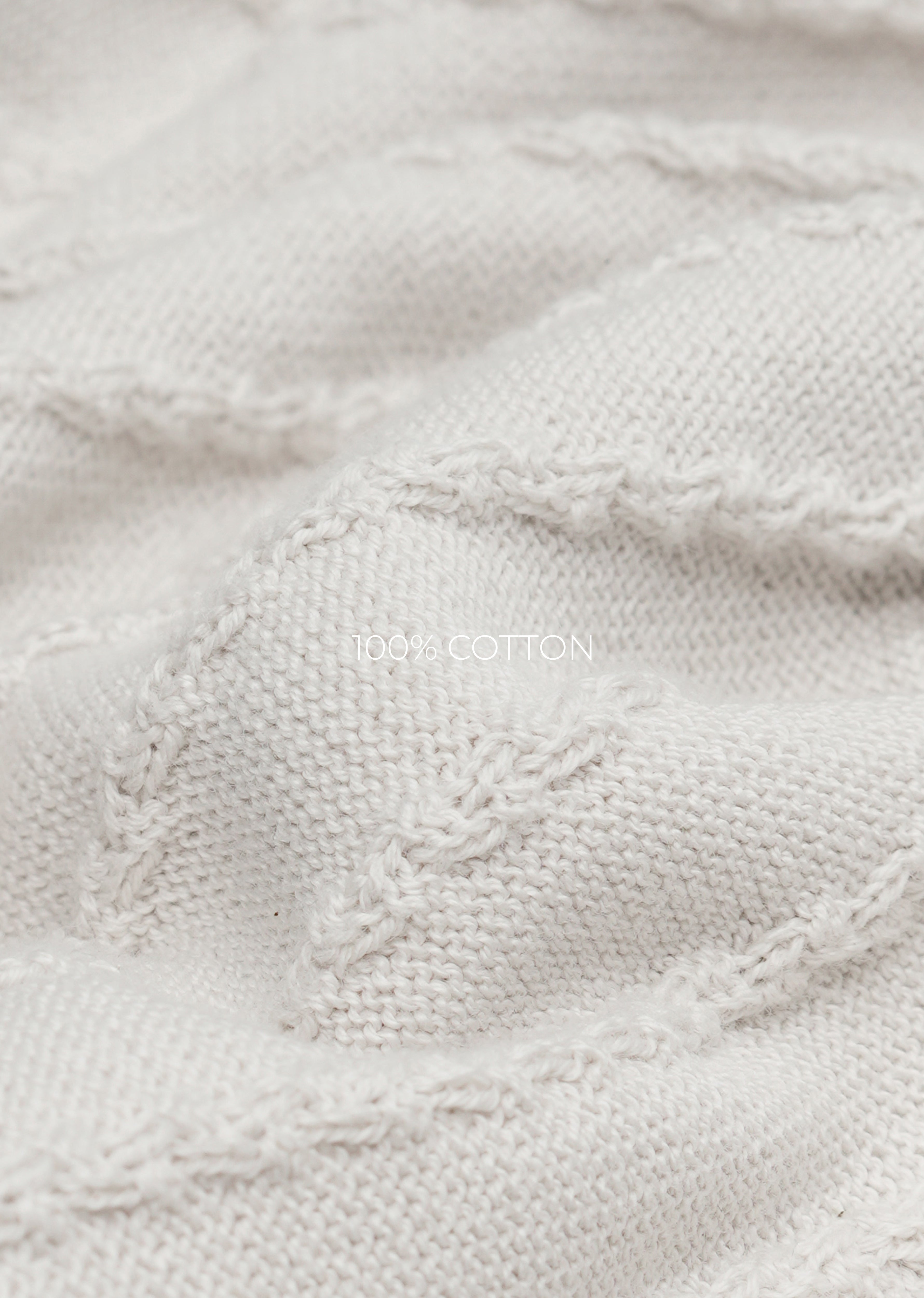 Cream Textured Knitted Polo