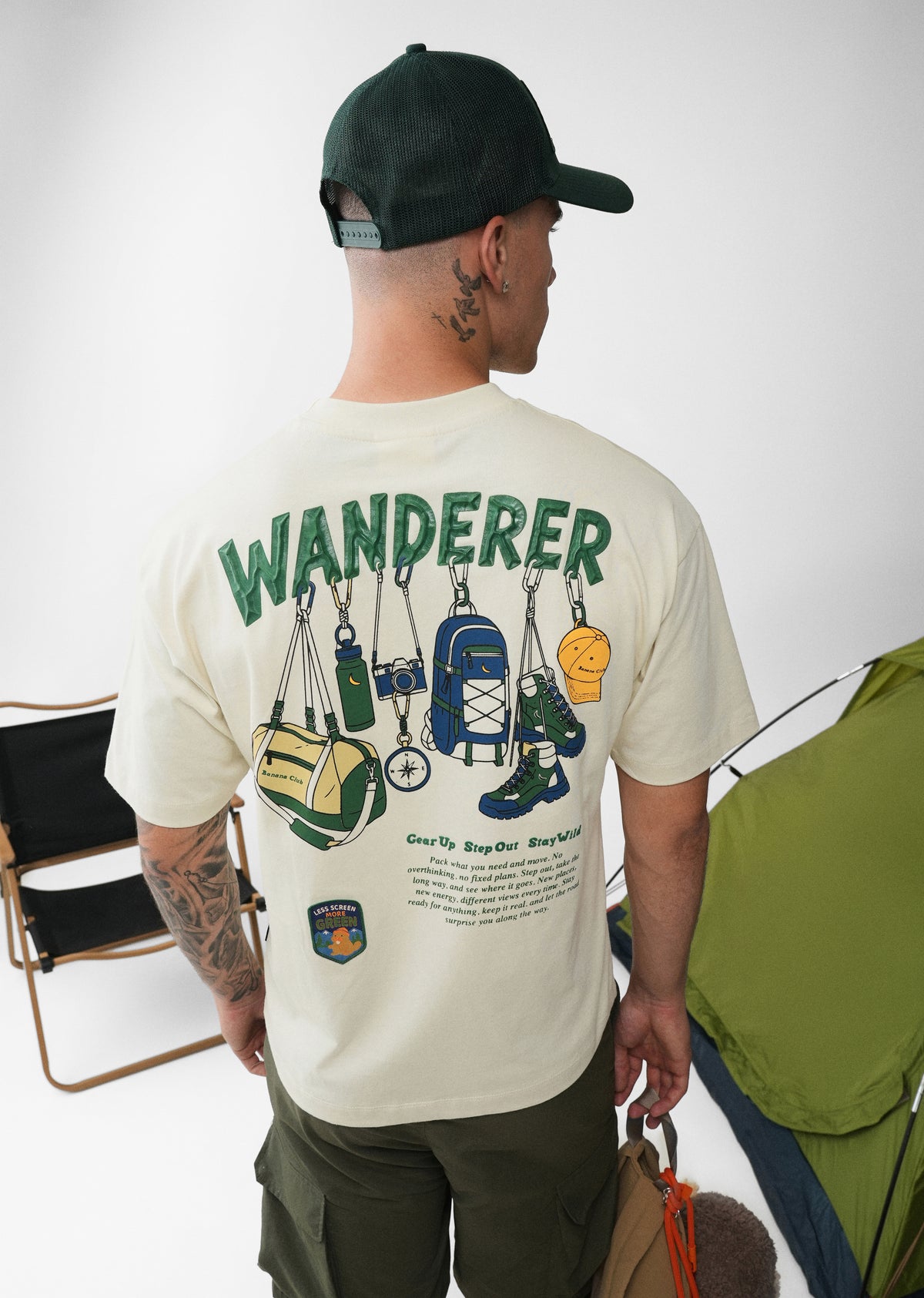 Cream Wanderer Textured Graphic T-shirt