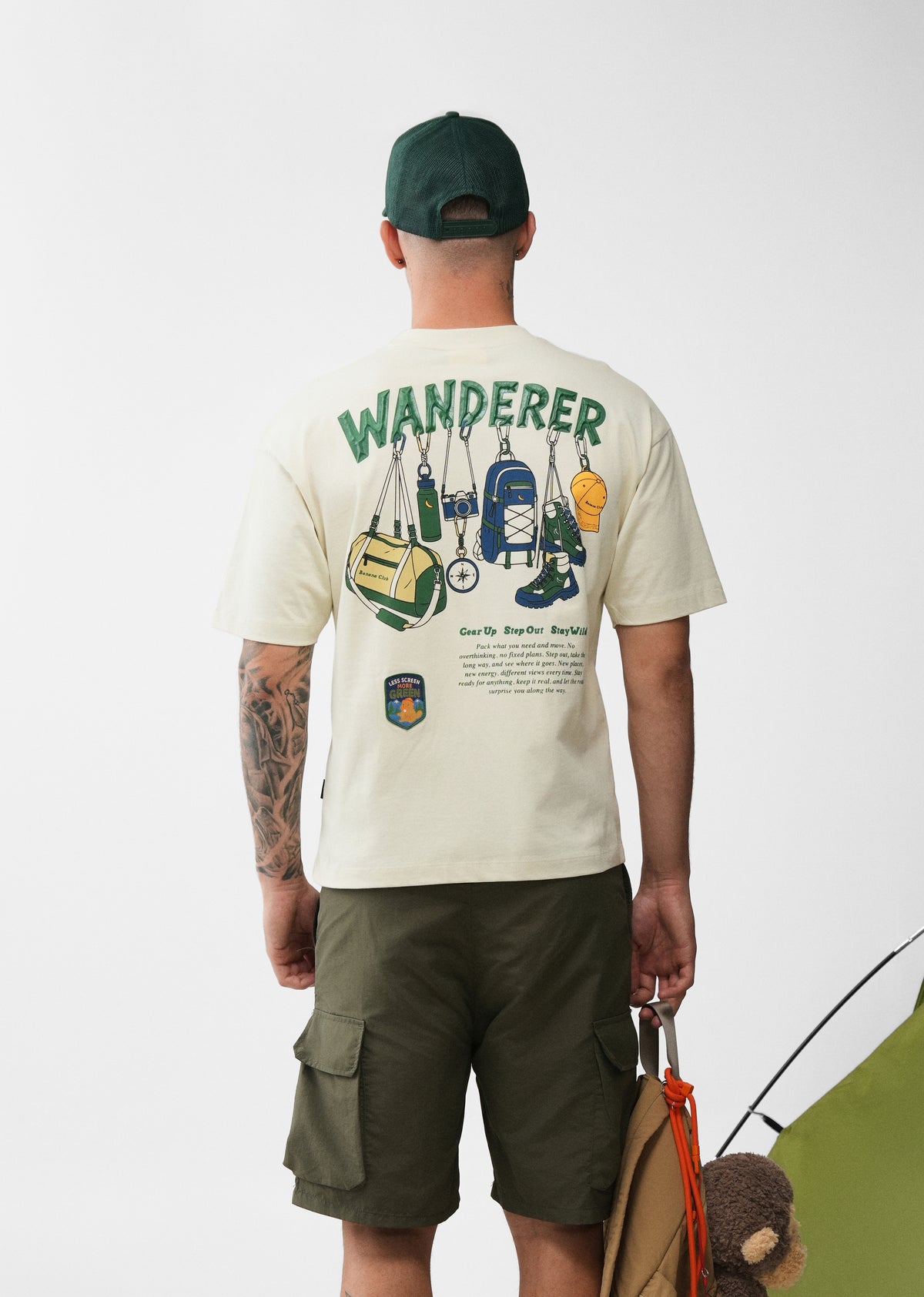 Cream Wanderer Textured Graphic T-shirt